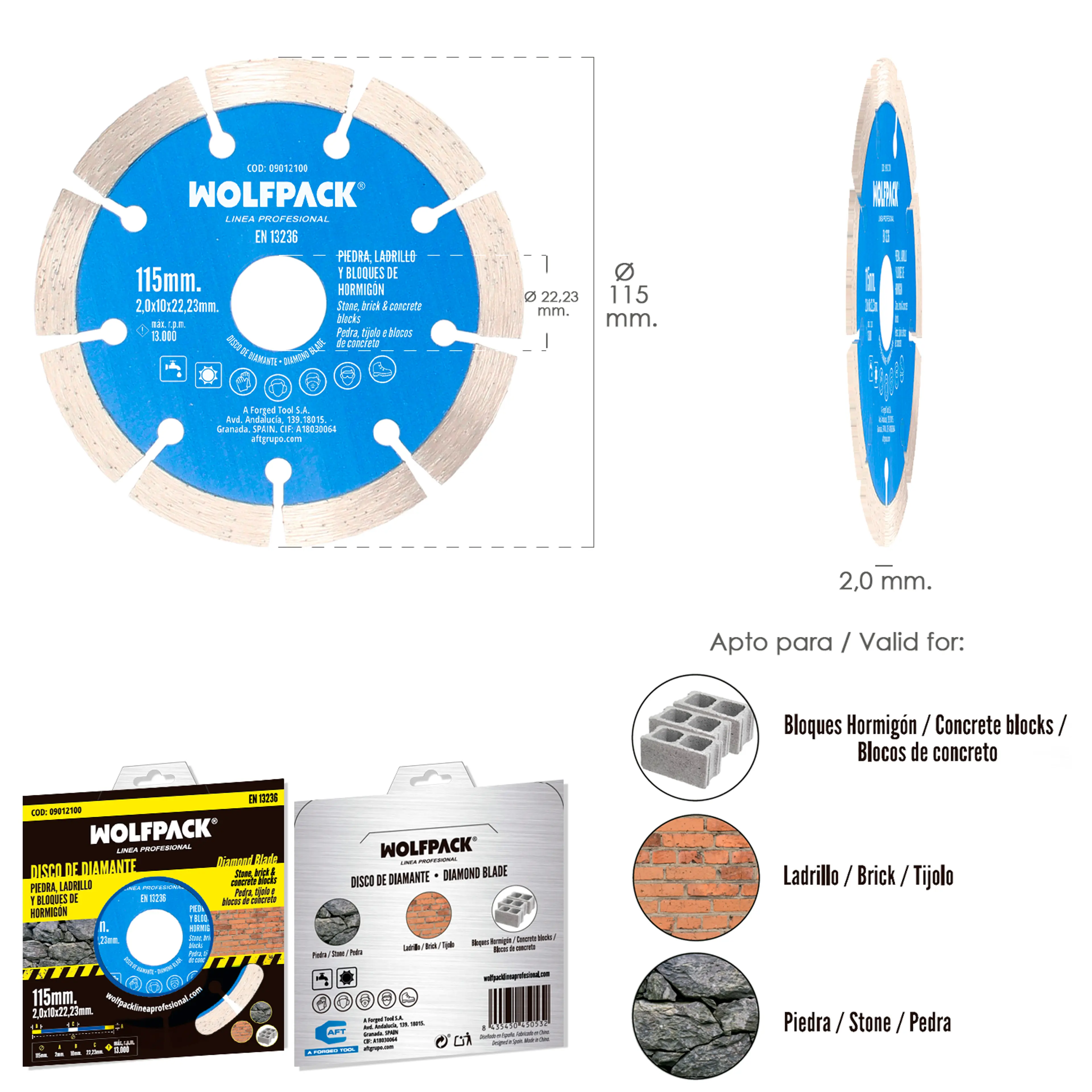 DISCO DIAMANTE Ø 115 MM. PIEDRA, LA
