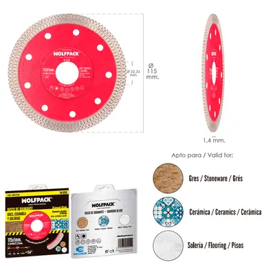 DISCO DIAMANTE Ø 115 MM. PORCELANIC