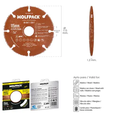 DISCO CORTE MADERA / PLASTICO Ø 115