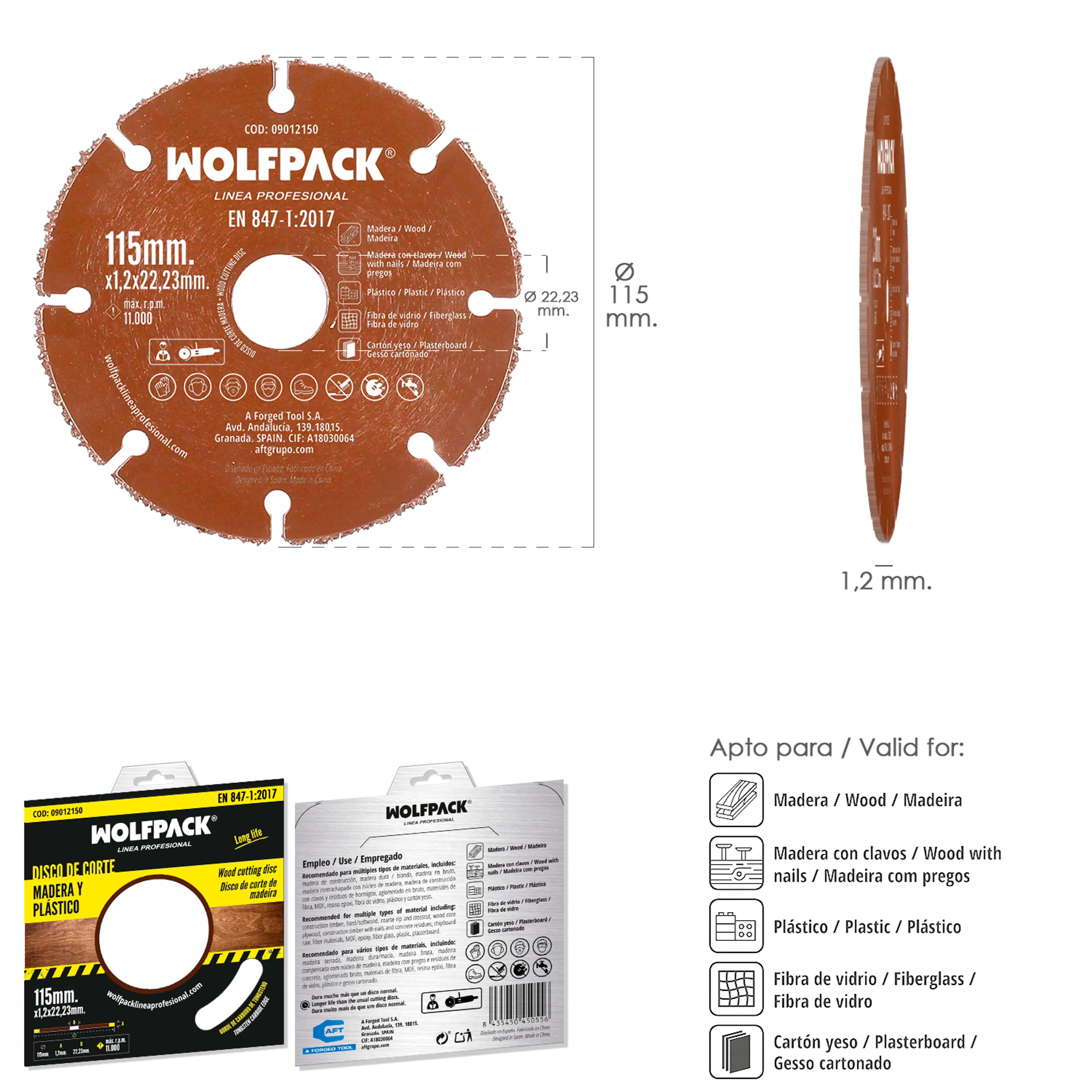 DISCO CORTE MADERA / PLASTICO Ø 115