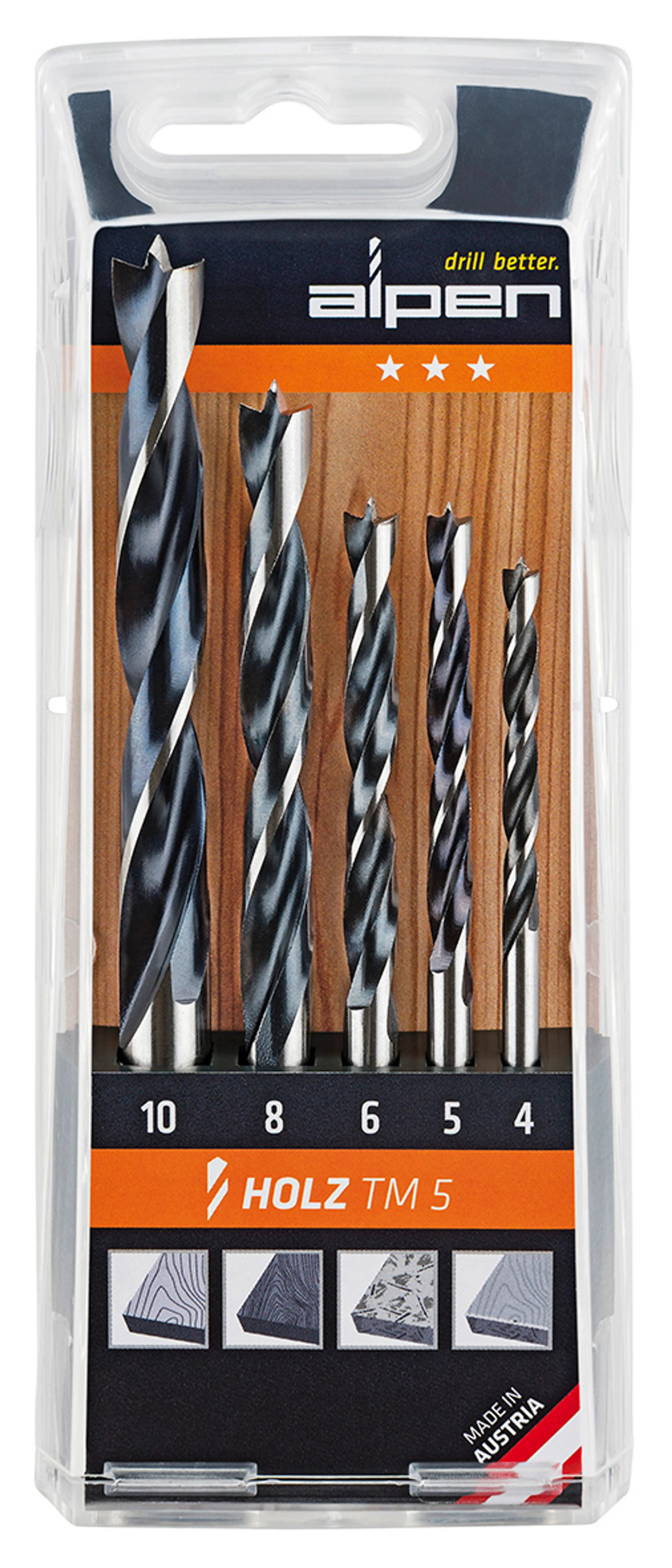 ESTUCHE BROCAS ALPEN MADERA   5 PIE