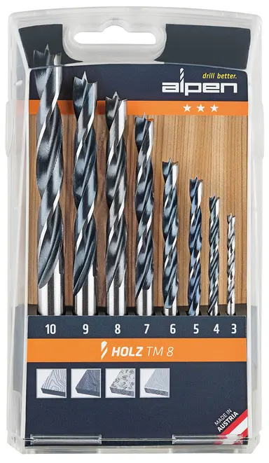 ESTUCHE BROCAS ALPEN MADERA   8 PIE