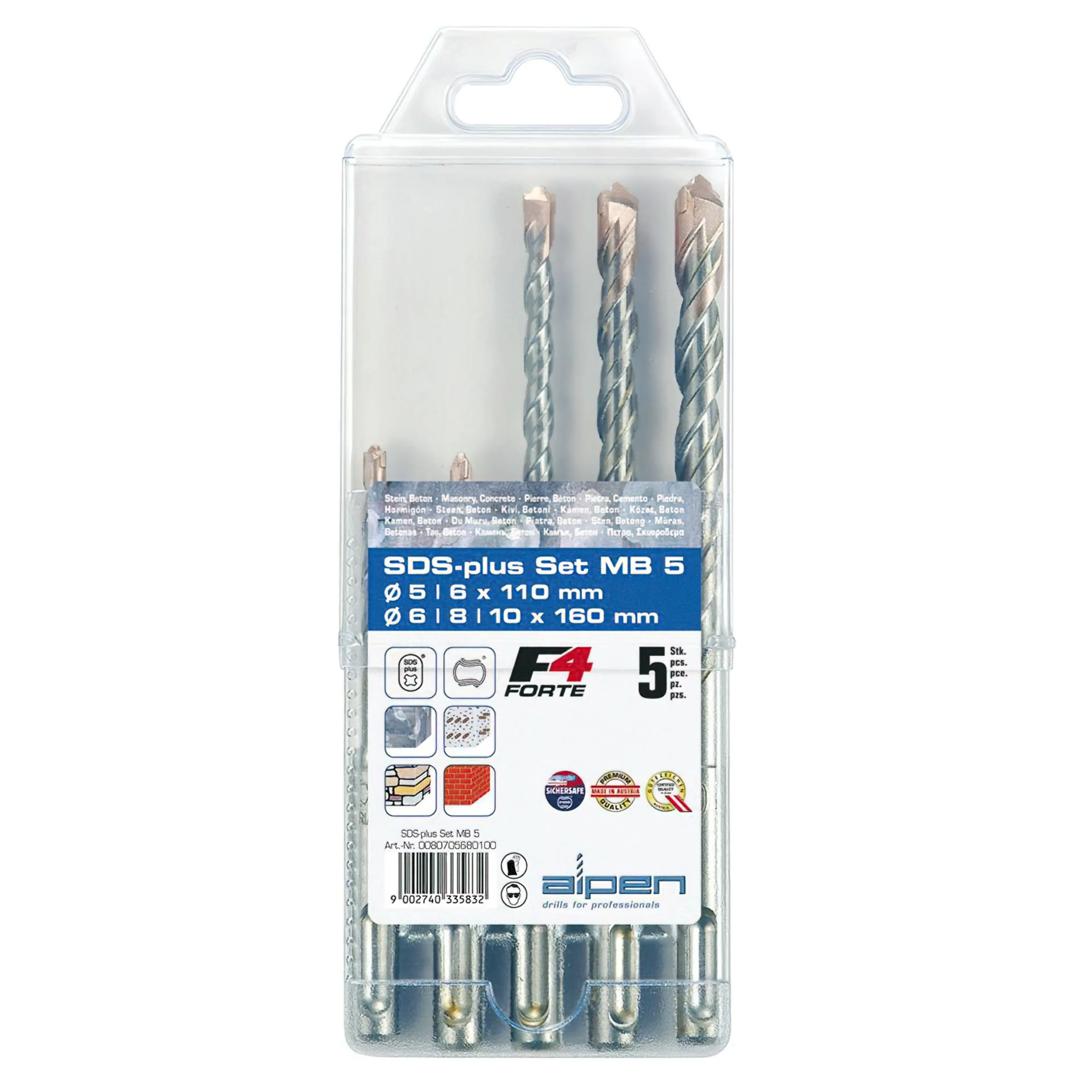 ESTUCHE BROCAS ALPEN SDS PLUS 5 PIE