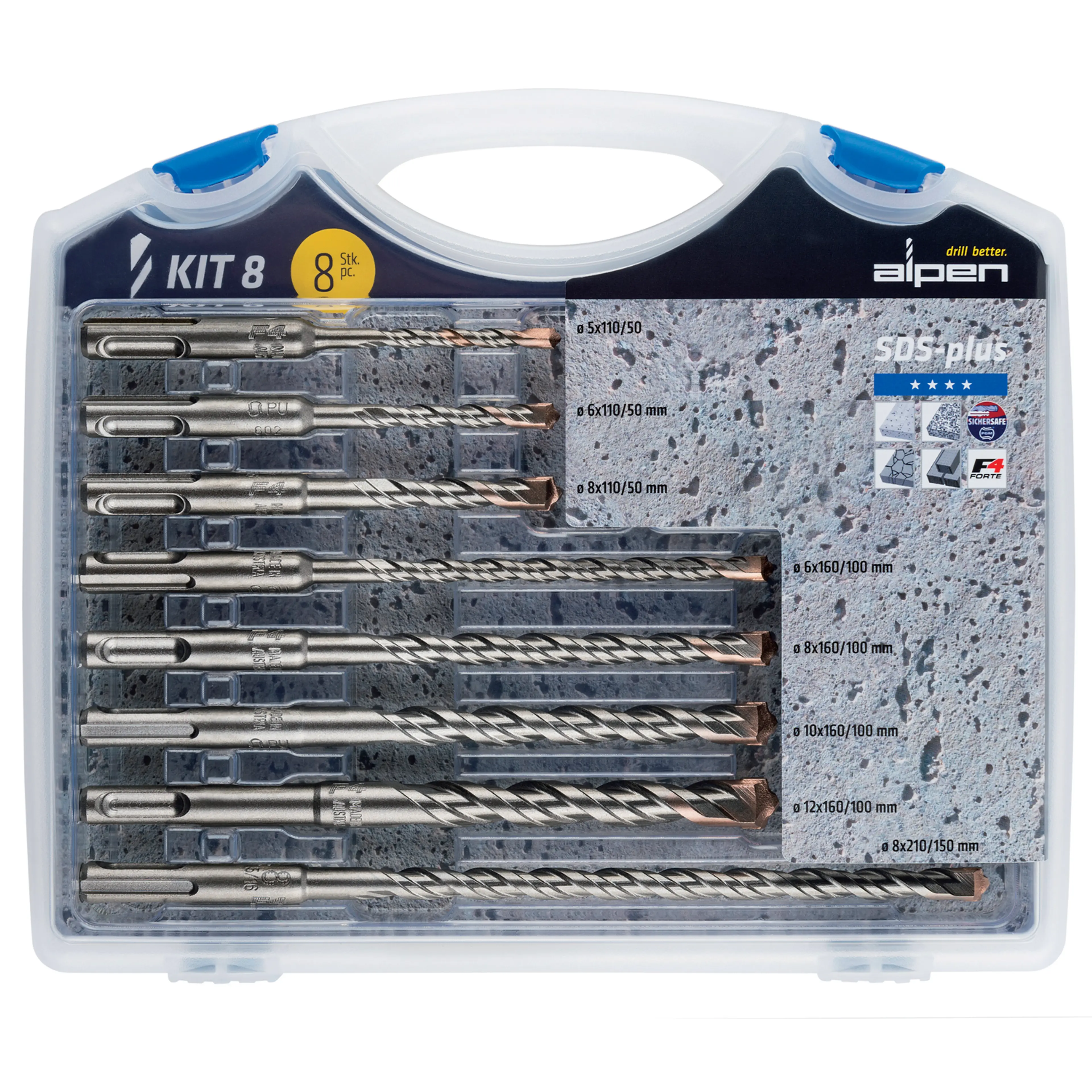 ESTUCHE BROCAS ALPEN SDS PLUS 8 PIE