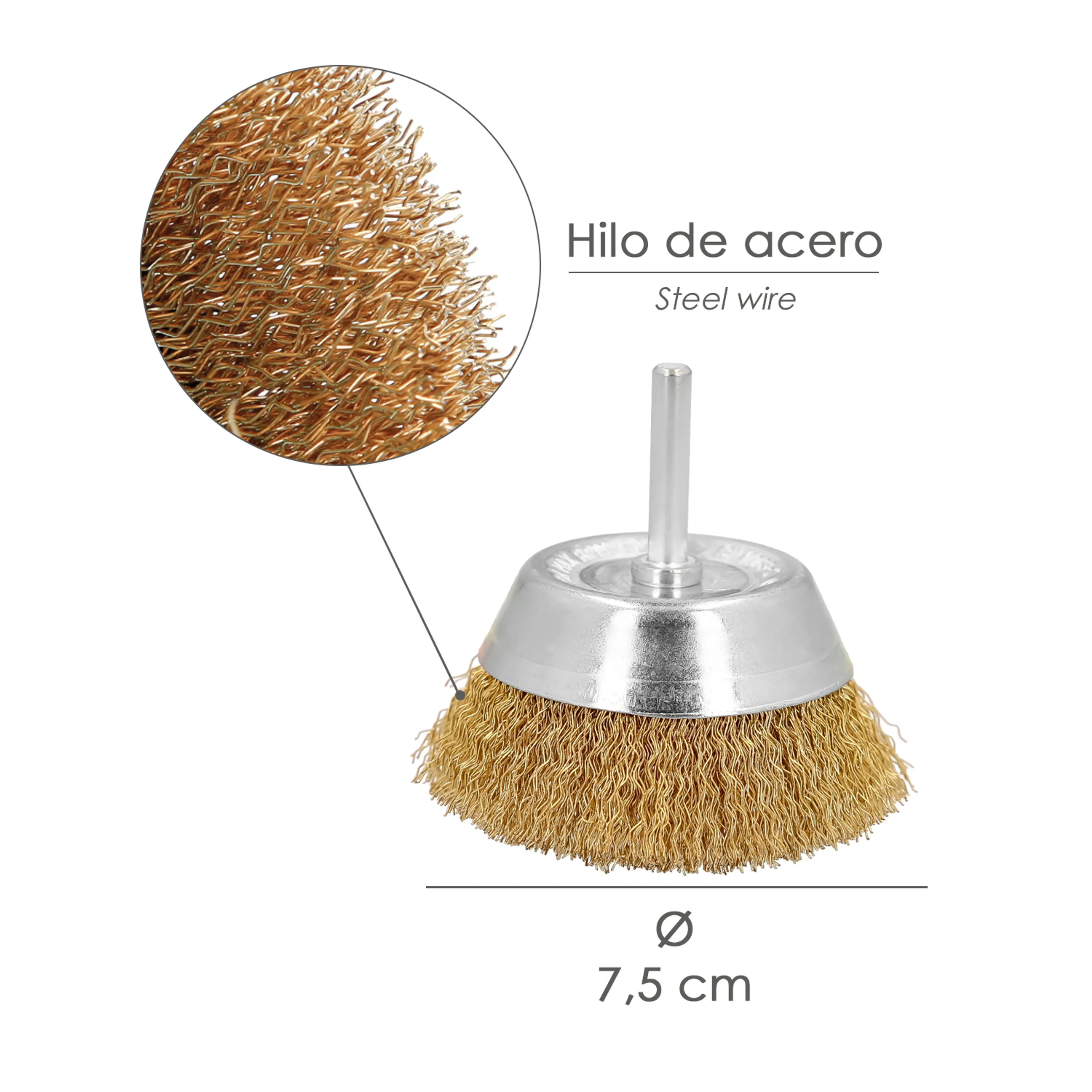 CEPILLO ACERO LATONADO TAZA Ø 75 MM