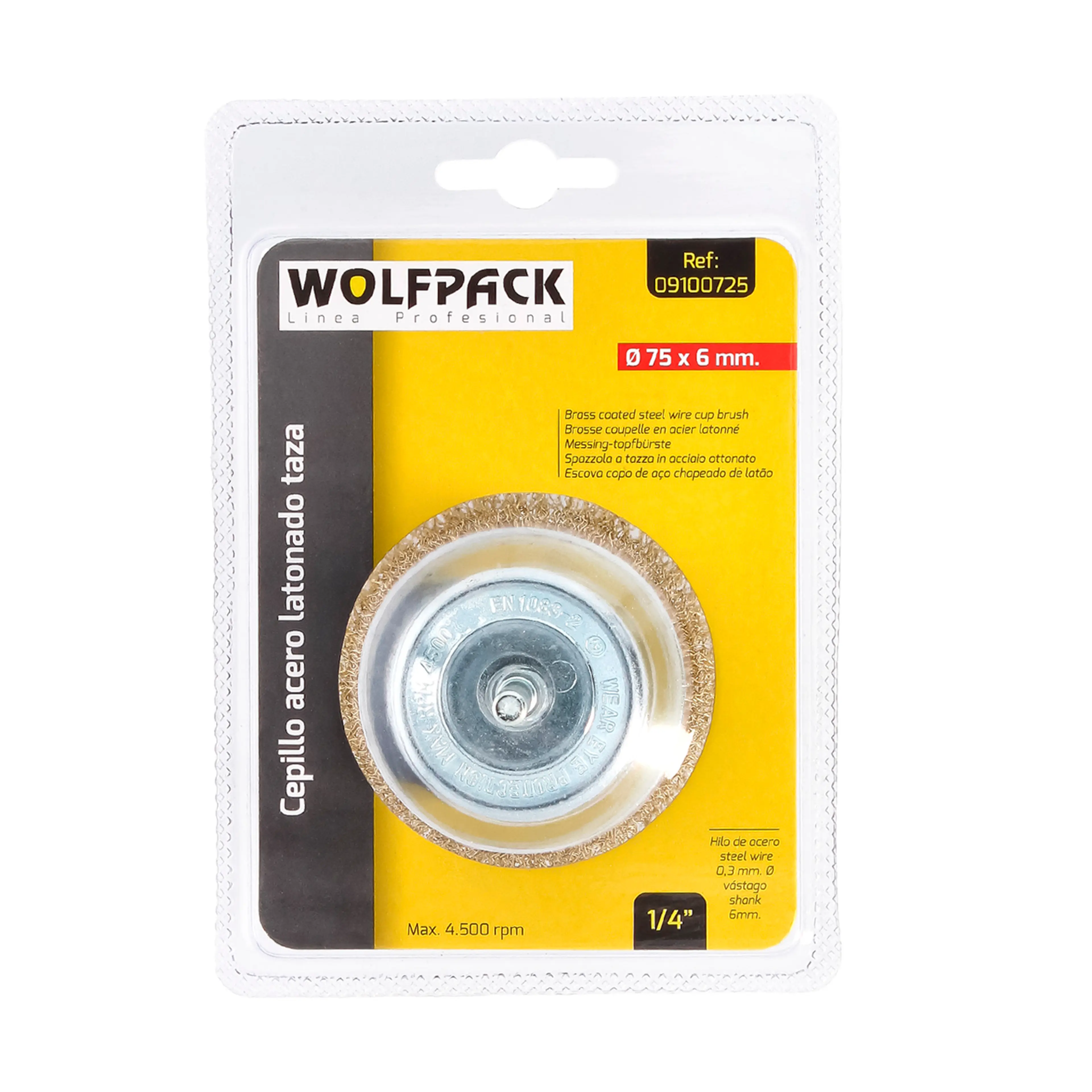 CEPILLO ACERO LATONADO TAZA Ø 75 MM