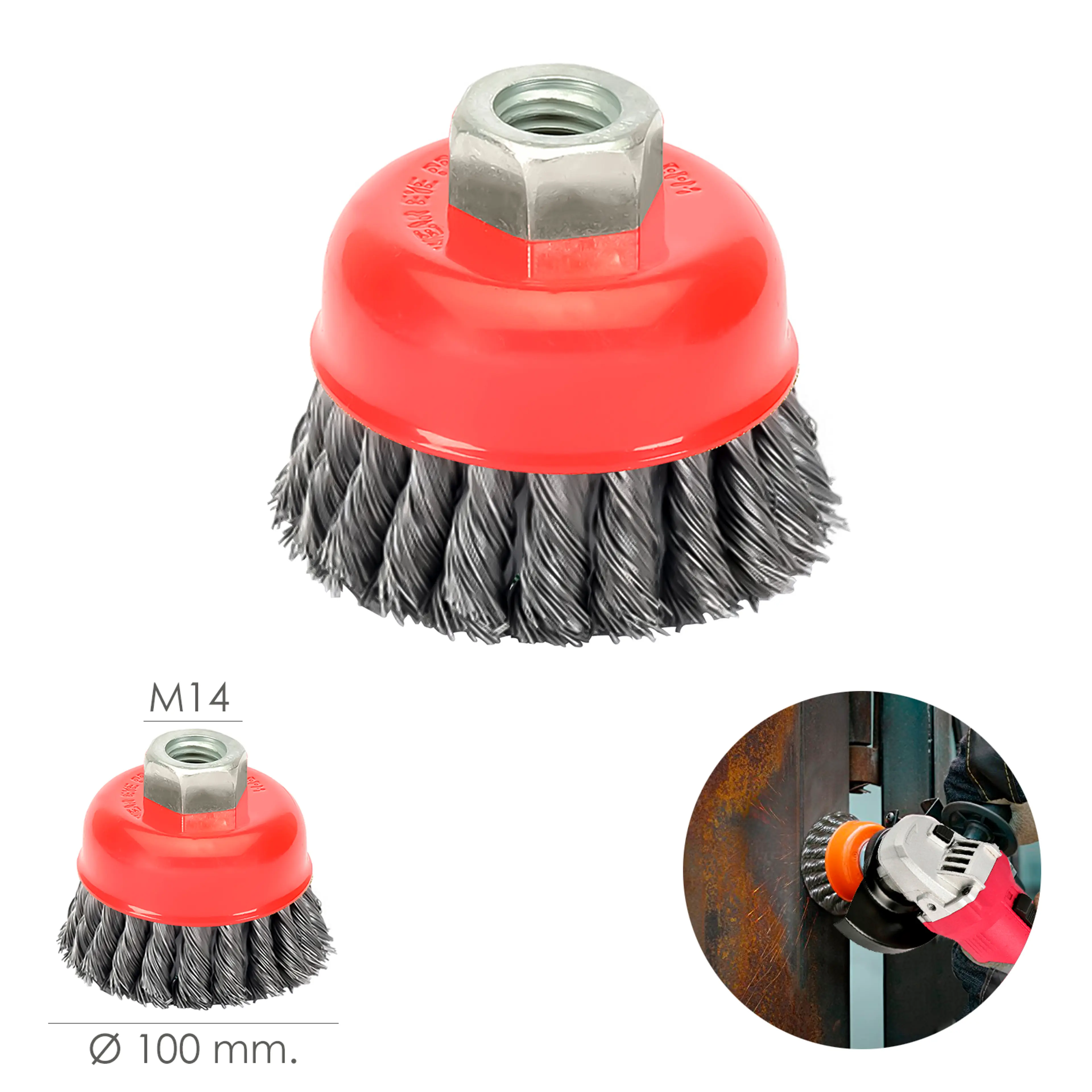 CEPILLO TAZA ACERO TRENZADO Ø 100 M