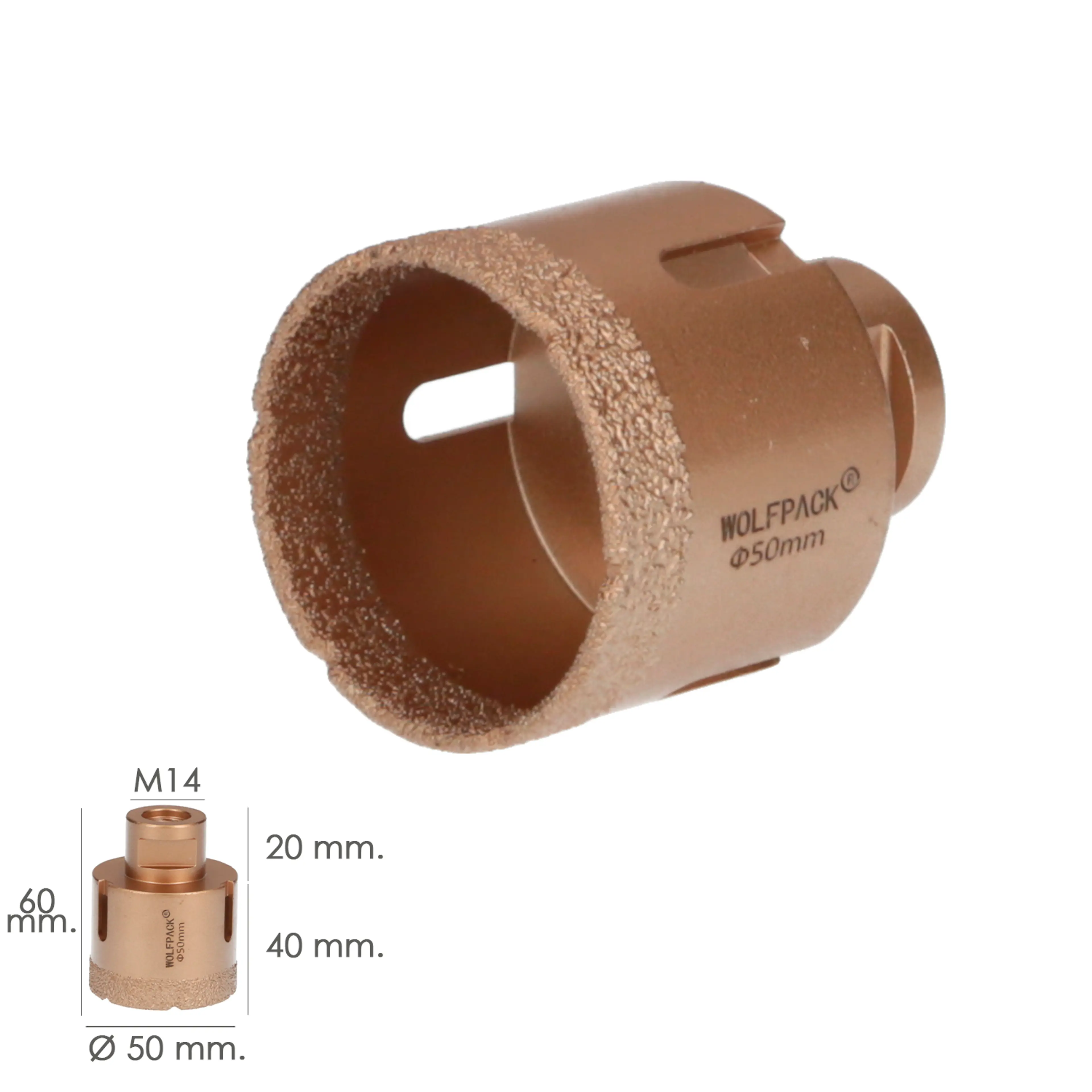 CORONA DIAMANTE M14 Ø 50 MM. CORTE 