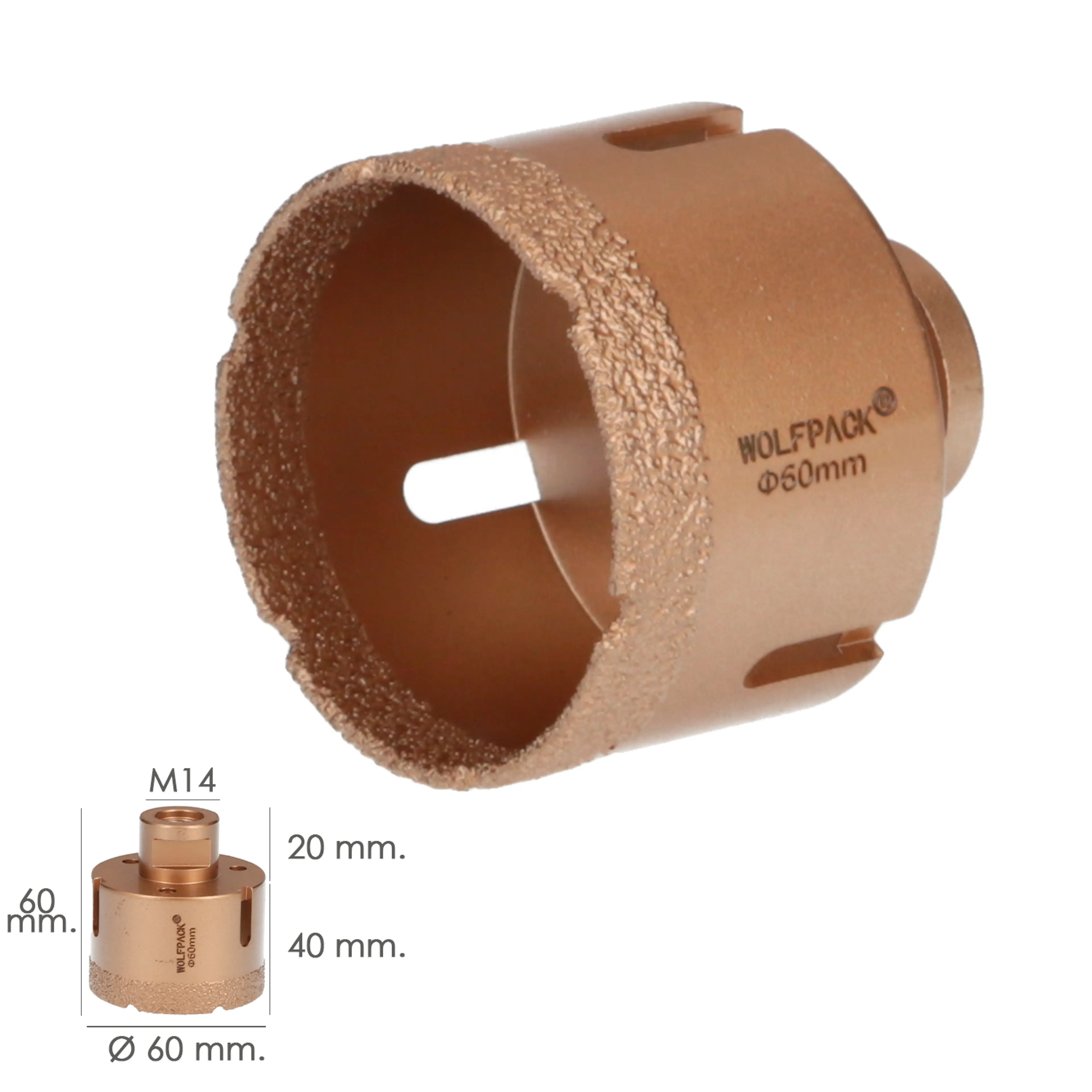 CORONA DIAMANTE M14 Ø 60 MM. CORTE 