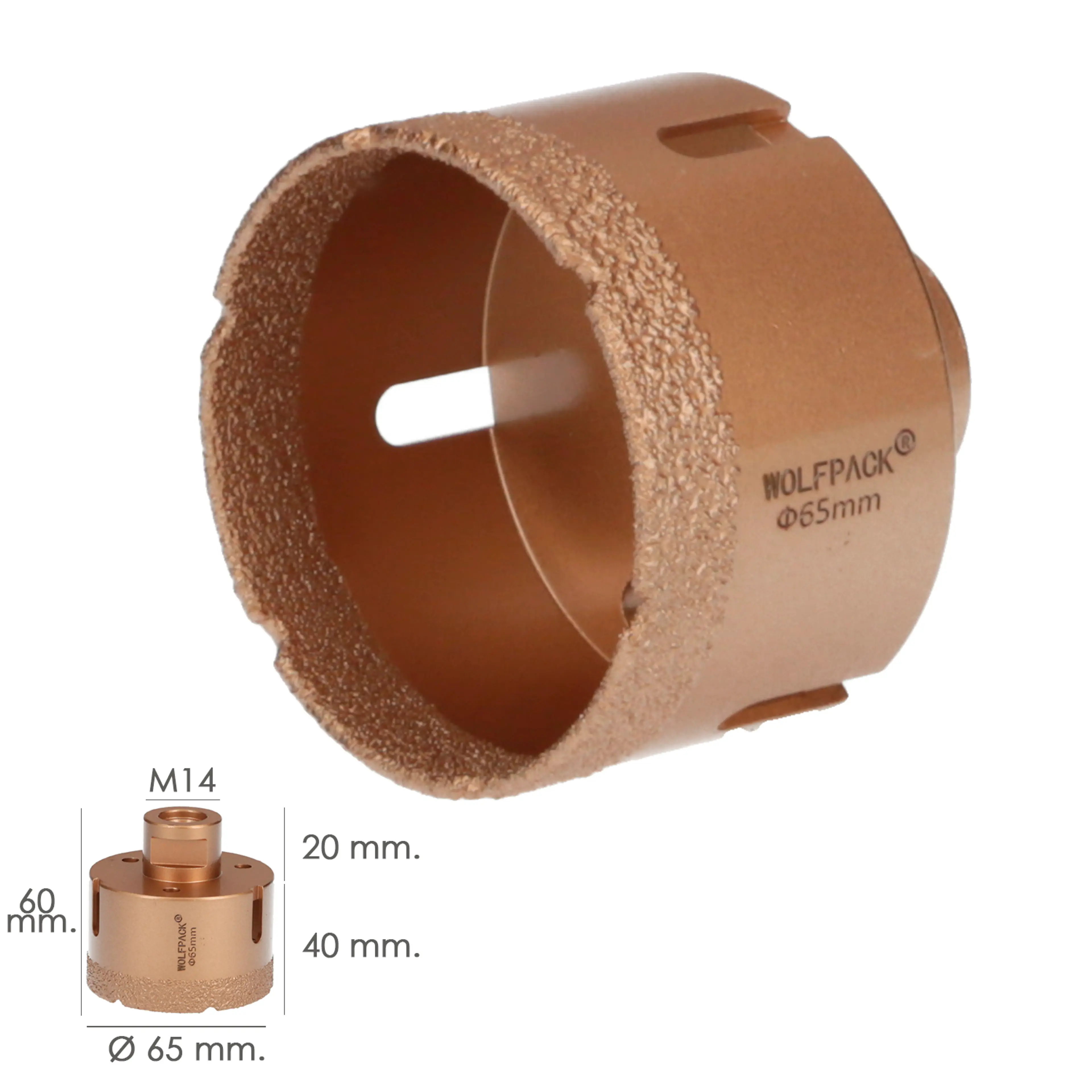 CORONA DIAMANTE M14 Ø 65 MM. CORTE 