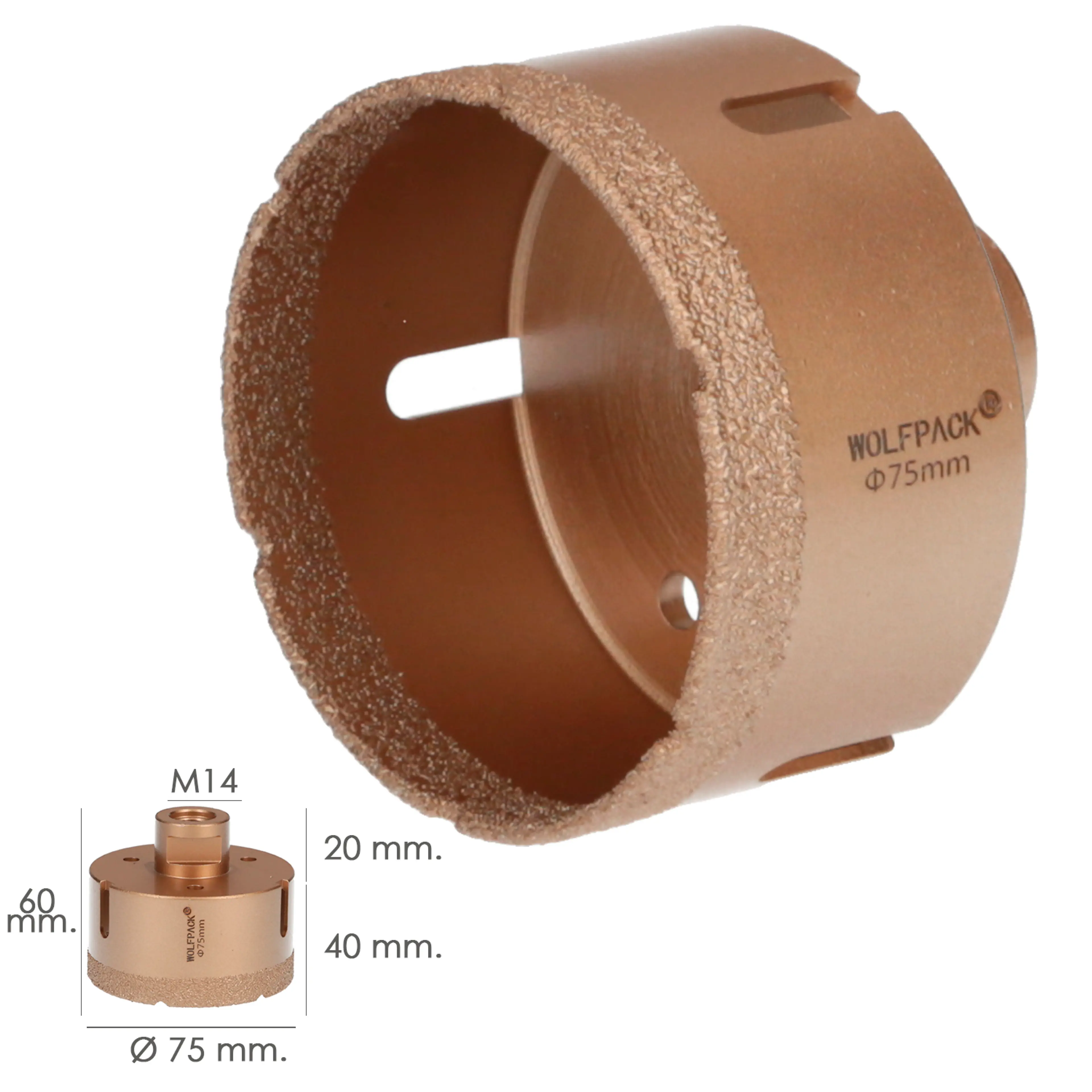 CORONA DIAMANTE M14 Ø 75 MM. CORTE 