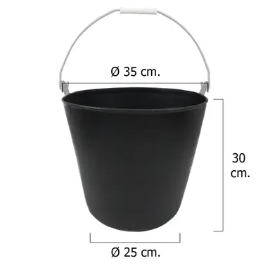 CESTO / CUBO PLASTICO NEGRO UN ASA 