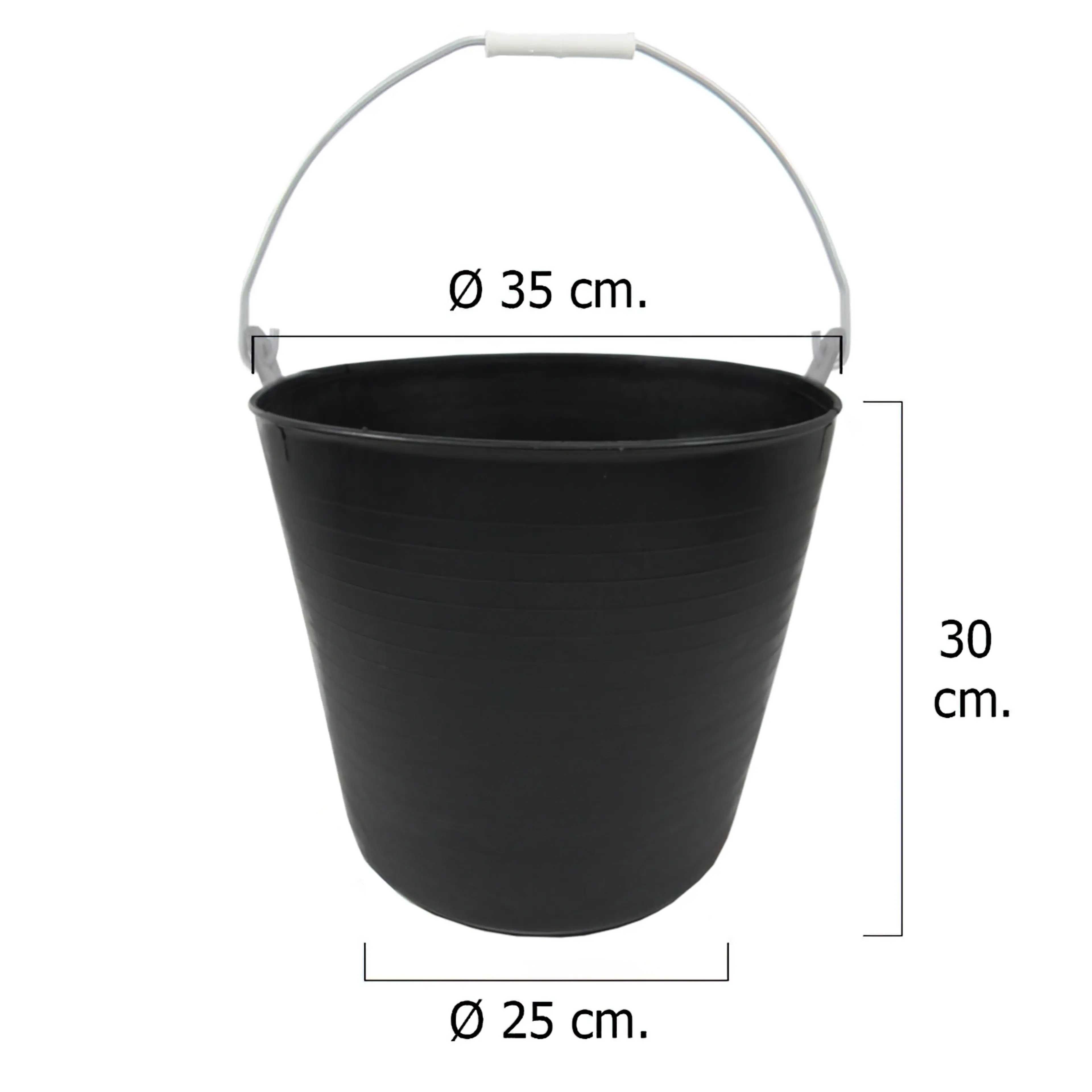 CESTO / CUBO PLASTICO NEGRO UN ASA 