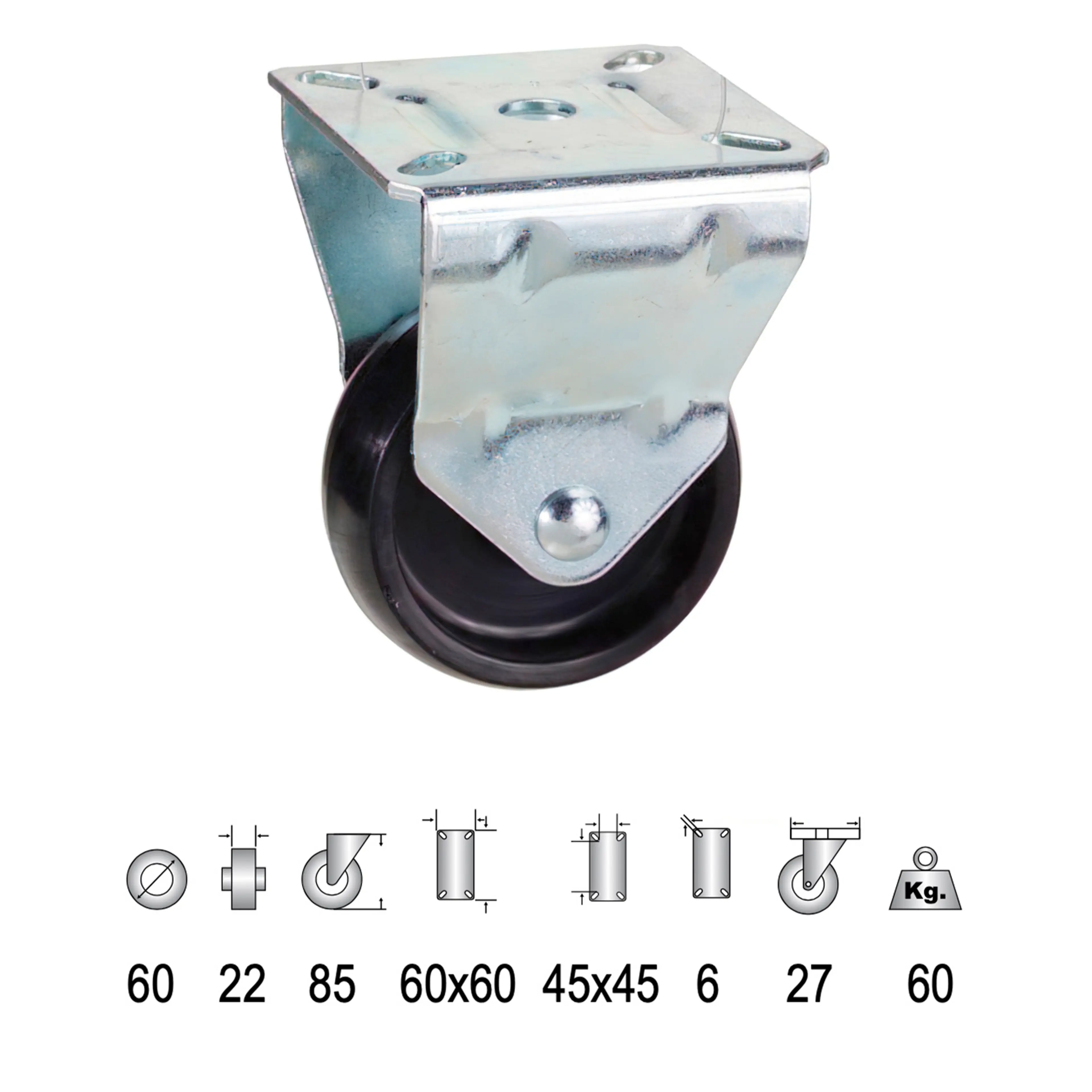 RUEDA DOMESTICA POLIAMIDA NEGRA.FIJ