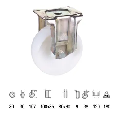 RUEDA INDUSTRIAL NYLON PLACA FIJA  