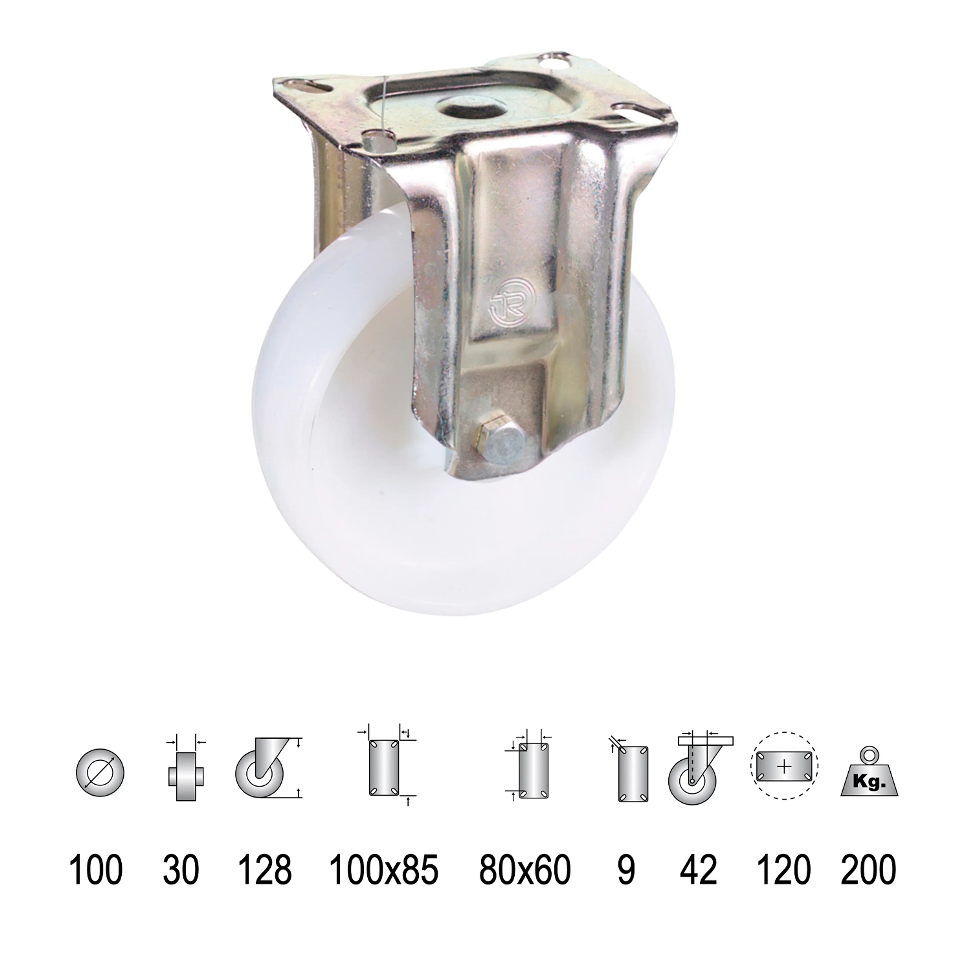 RUEDA INDUSTRIAL NYLON PLACA FIJA 1