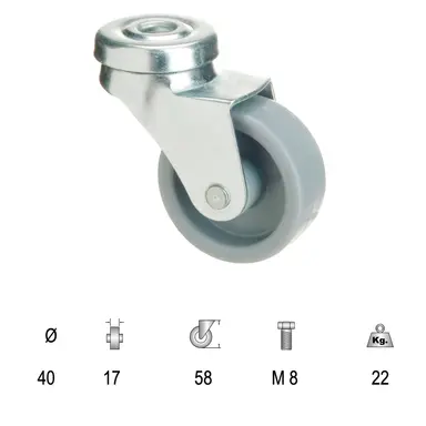 RUEDA POLYAMIDA PASANTE   40 MM.