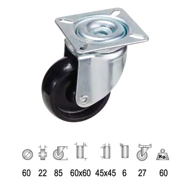 RUEDA DOMESTICA POLIAMIDA NEGRA PLA