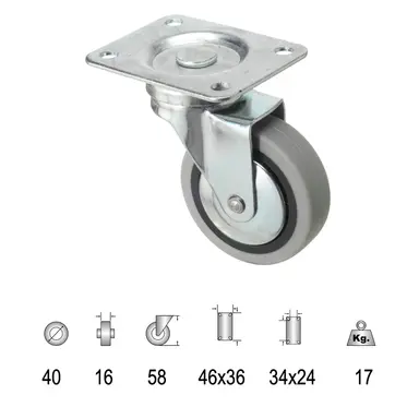 RUEDA INDUSTRIAL GOMA GRIS PLACA   