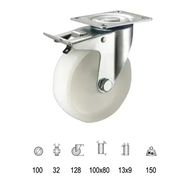 RUEDA INDUSTRIAL NYLON PLACA CON FR