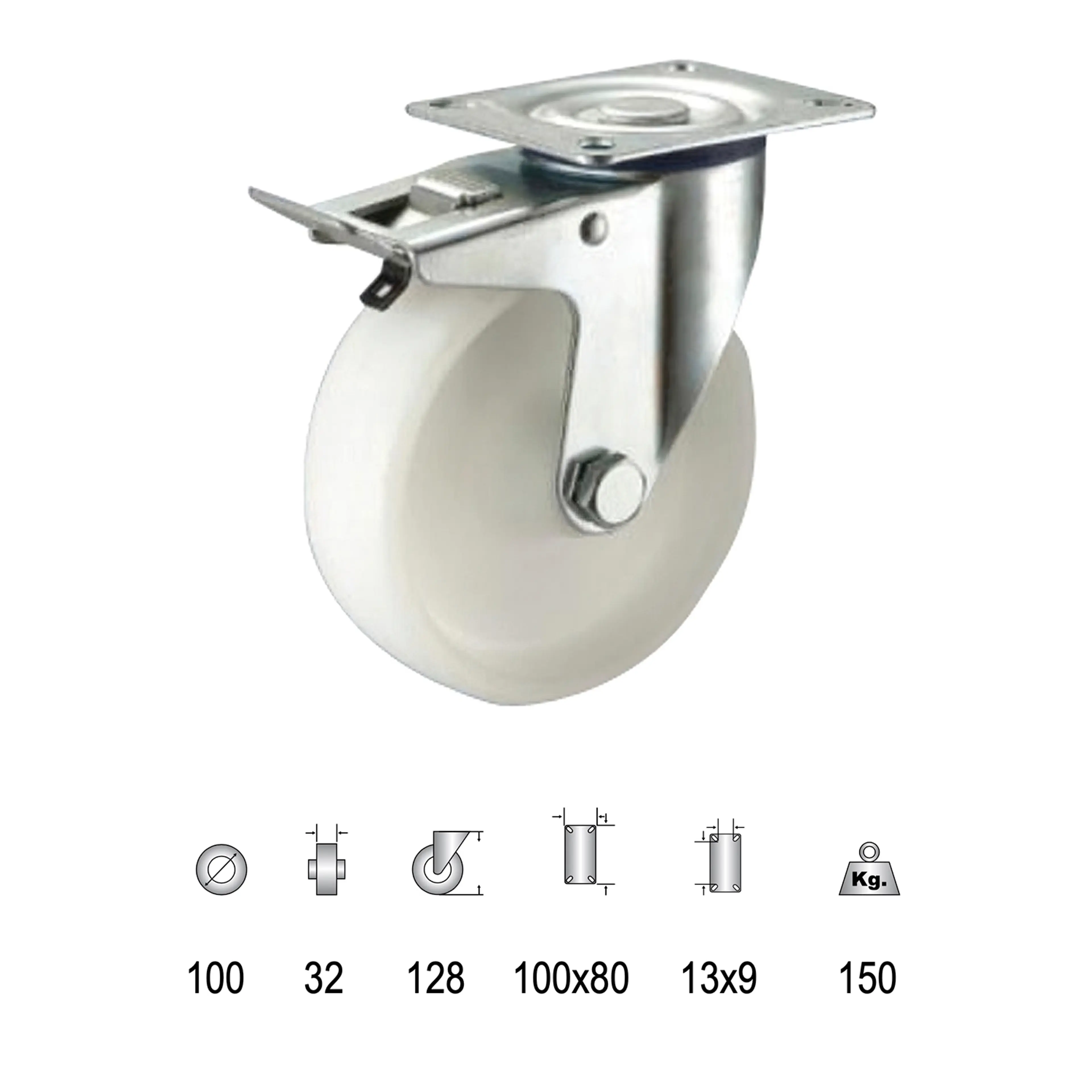 RUEDA INDUSTRIAL NYLON PLACA CON FR