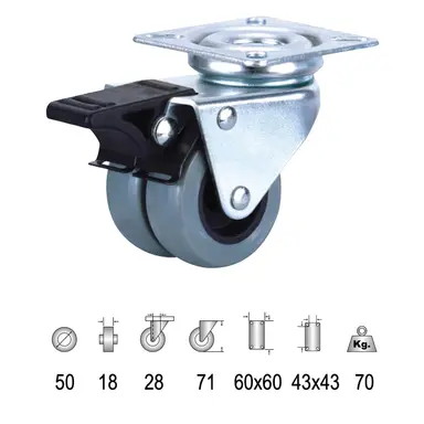 RUEDA DOMÉSTICA DOBLE POLIAMIDA GRI
