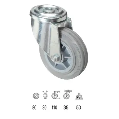 RUEDA INDUSTRIAL GOMA GRIS PASANTE 