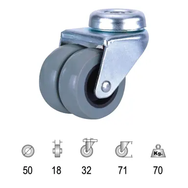RUEDA DOMÉSTICA DOBLE POLIAMIDA GRI