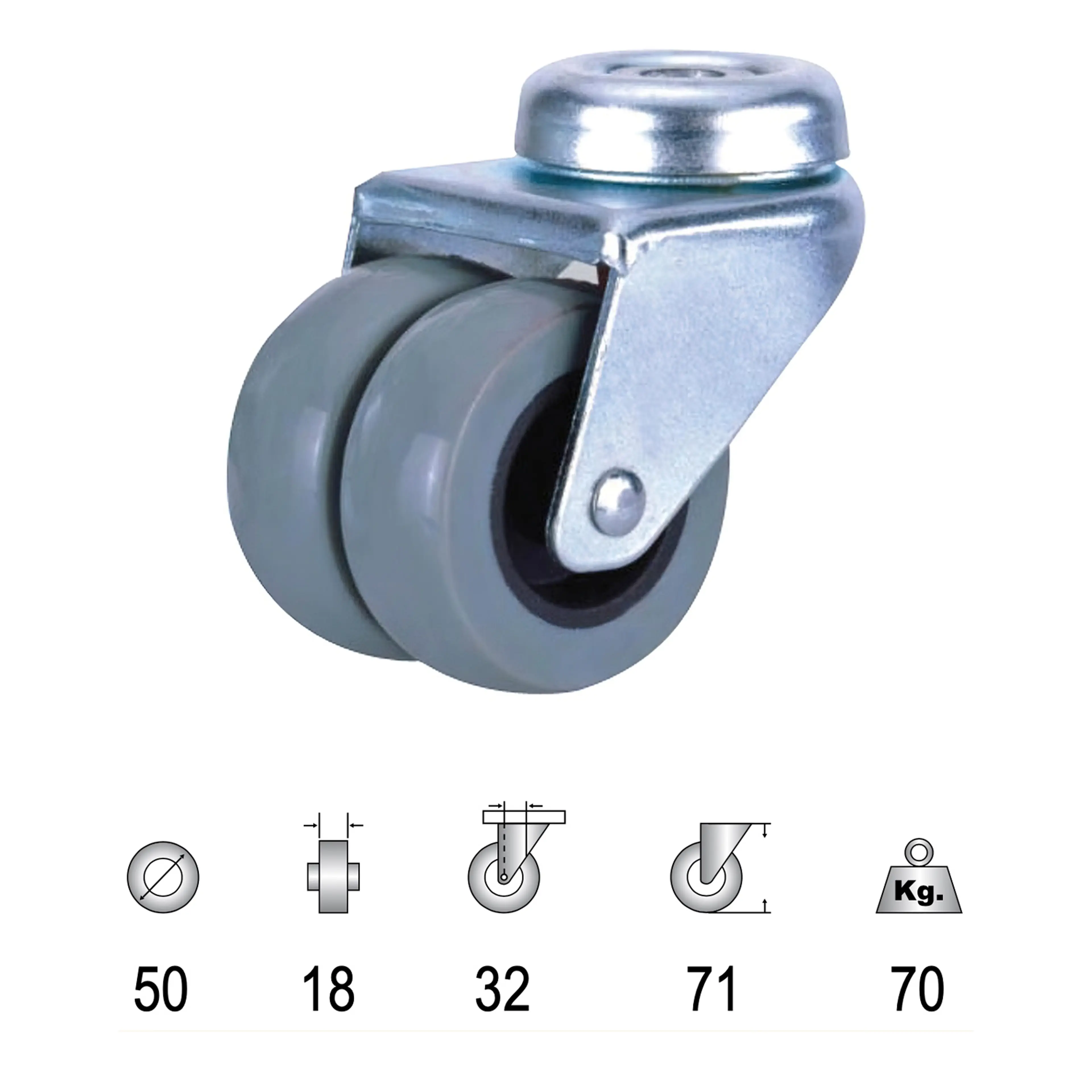 RUEDA DOMÉSTICA DOBLE POLIAMIDA GRI
