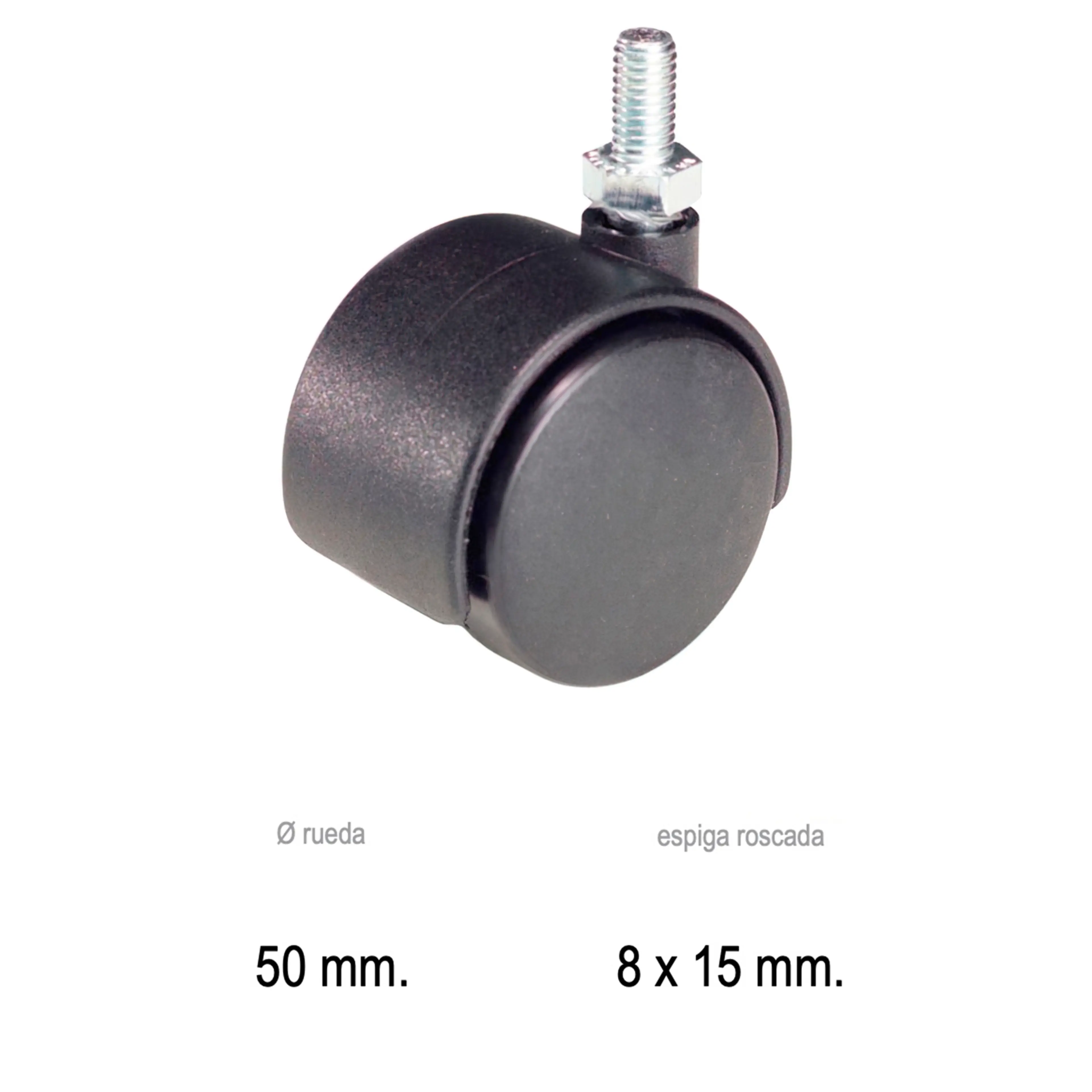 RUEDA DOMESTICA NYLON NEGRO ESPIGA 