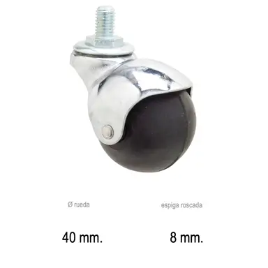 RUEDA DOMESTICA GOMA NEGRA ESFERA E