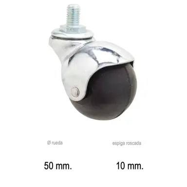 RUEDA DOMESTICA GOMA NEGRA ESFERA E