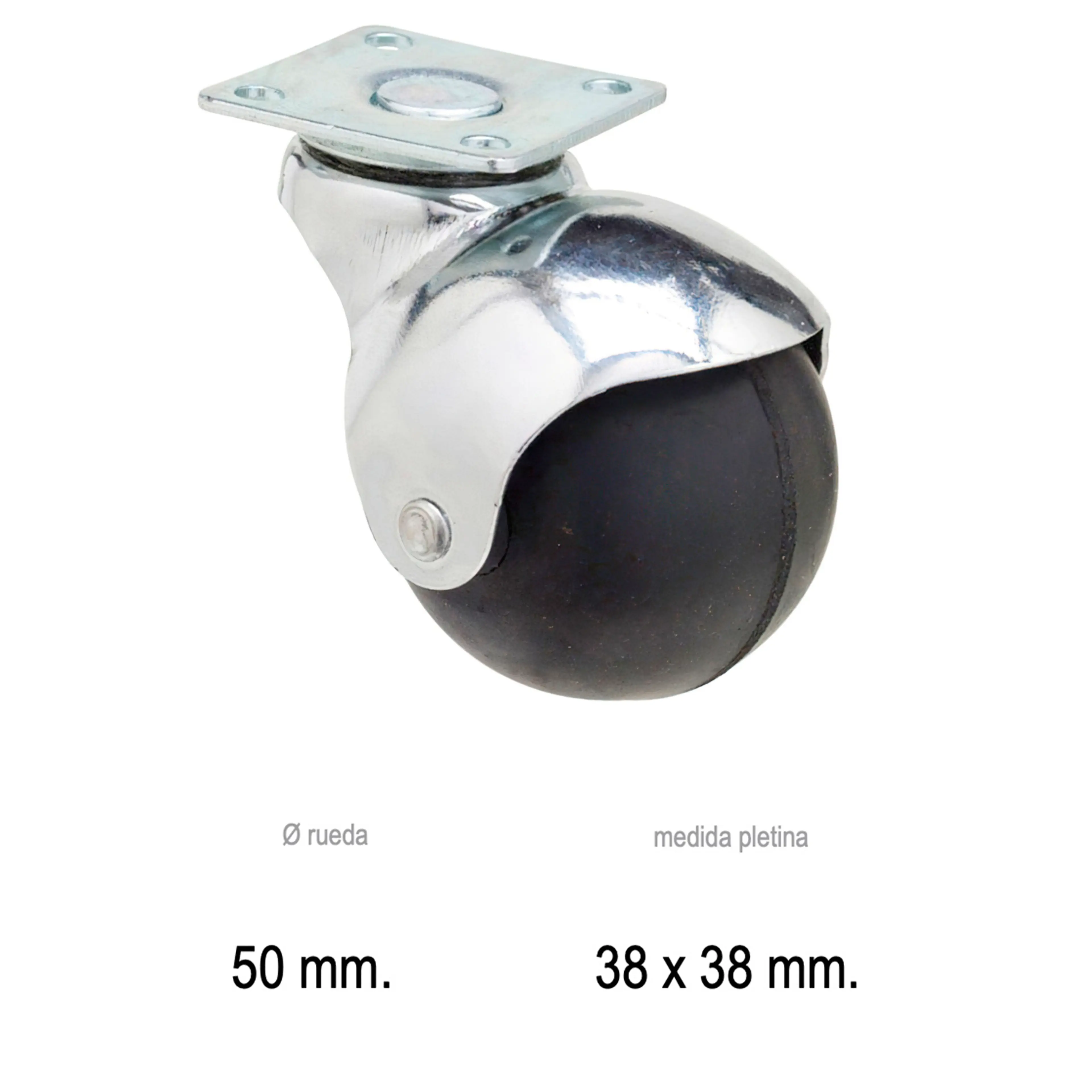 RUEDA DOMESTICA GOMA NEGRA ESFERA P