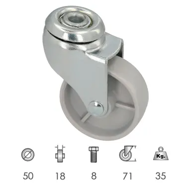 RUEDA DOMESTICA Ø 50 MM. AGUJERO PA