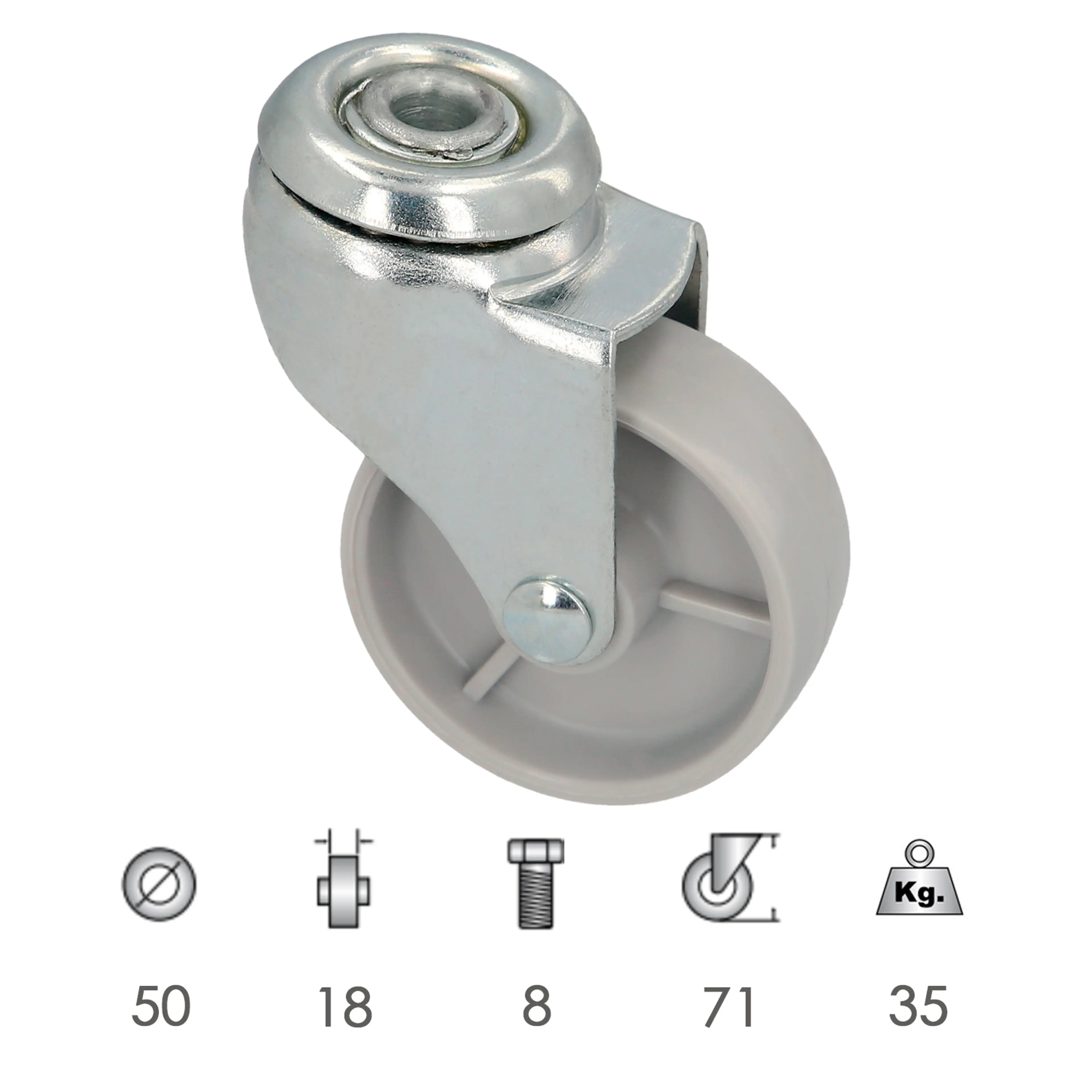 RUEDA DOMESTICA Ø 50 MM. AGUJERO PA