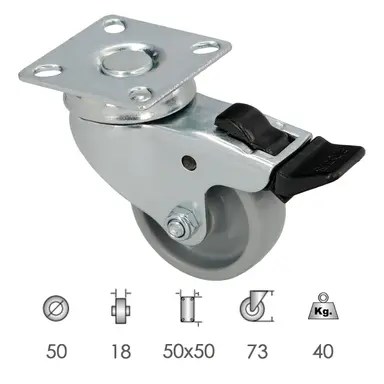 RUEDA DOMESTICA Ø 50 MM. CON PLACA 