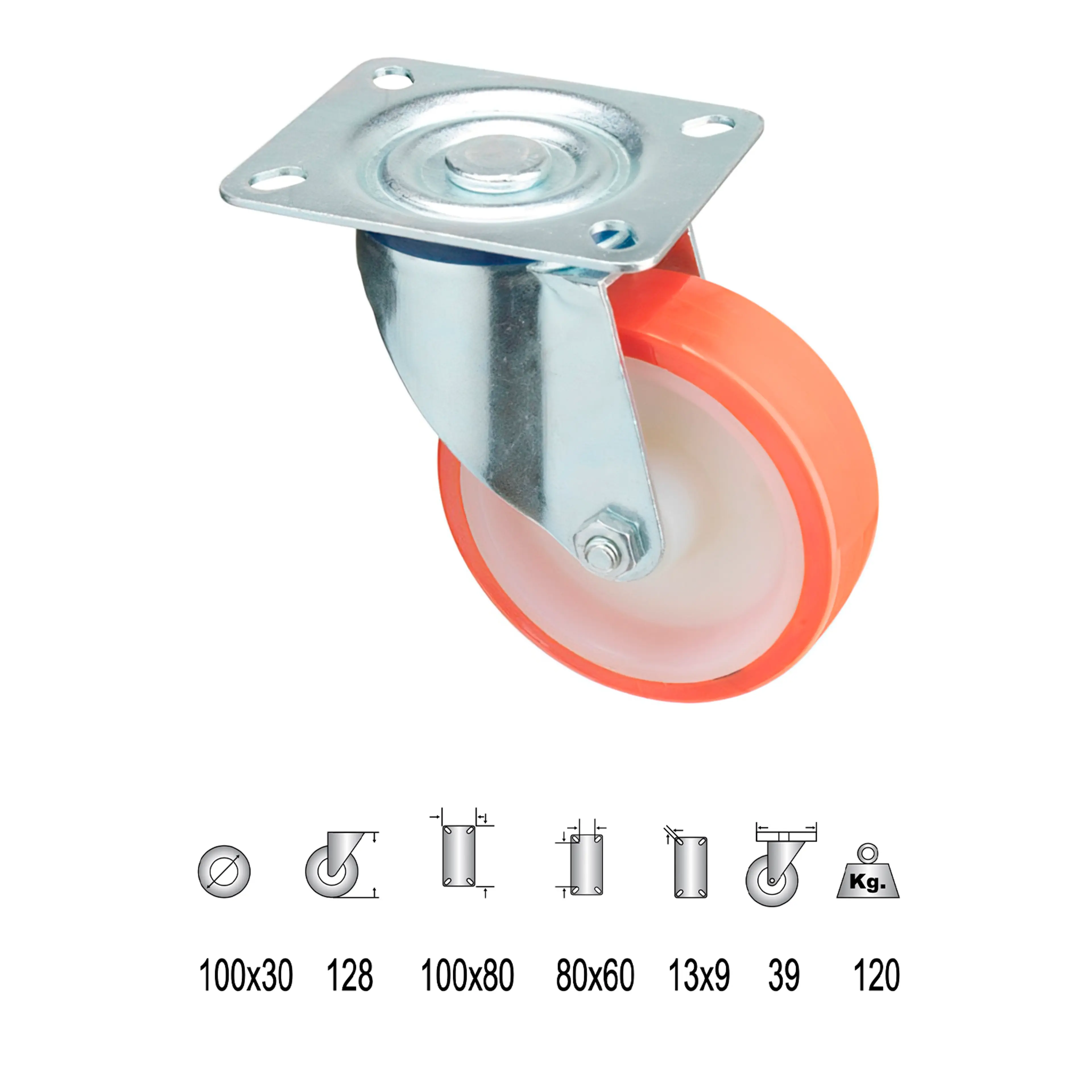 RUEDA INDUSTRIAL POLIURETANO PLACA 