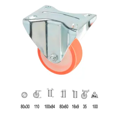 RUEDA INDUSTRIAL POLIURETANO FIJA  