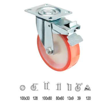 RUEDA INDUSTRIAL POLIURETANO PLACA 