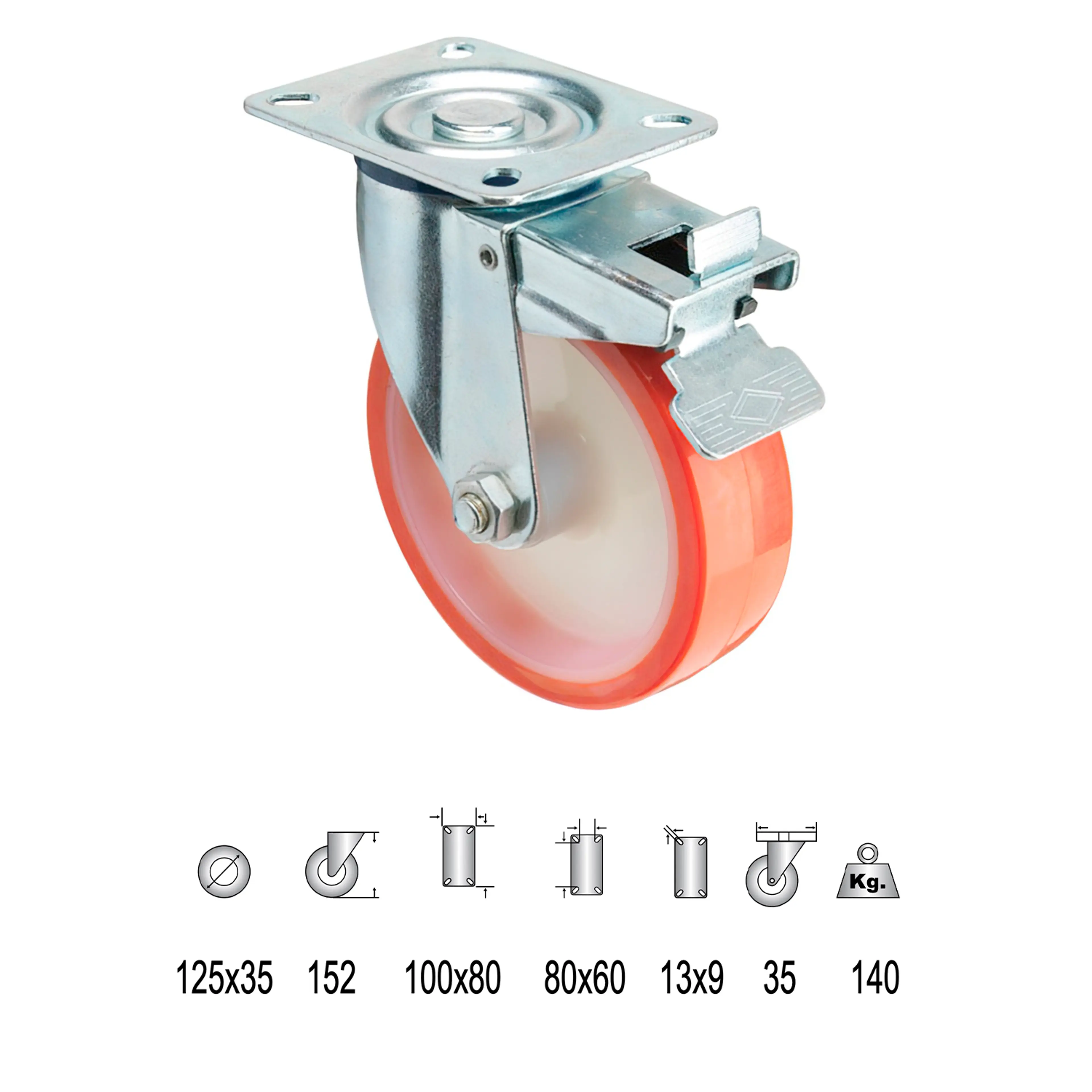 RUEDA INDUSTRIAL POLIURETANO PLACA 