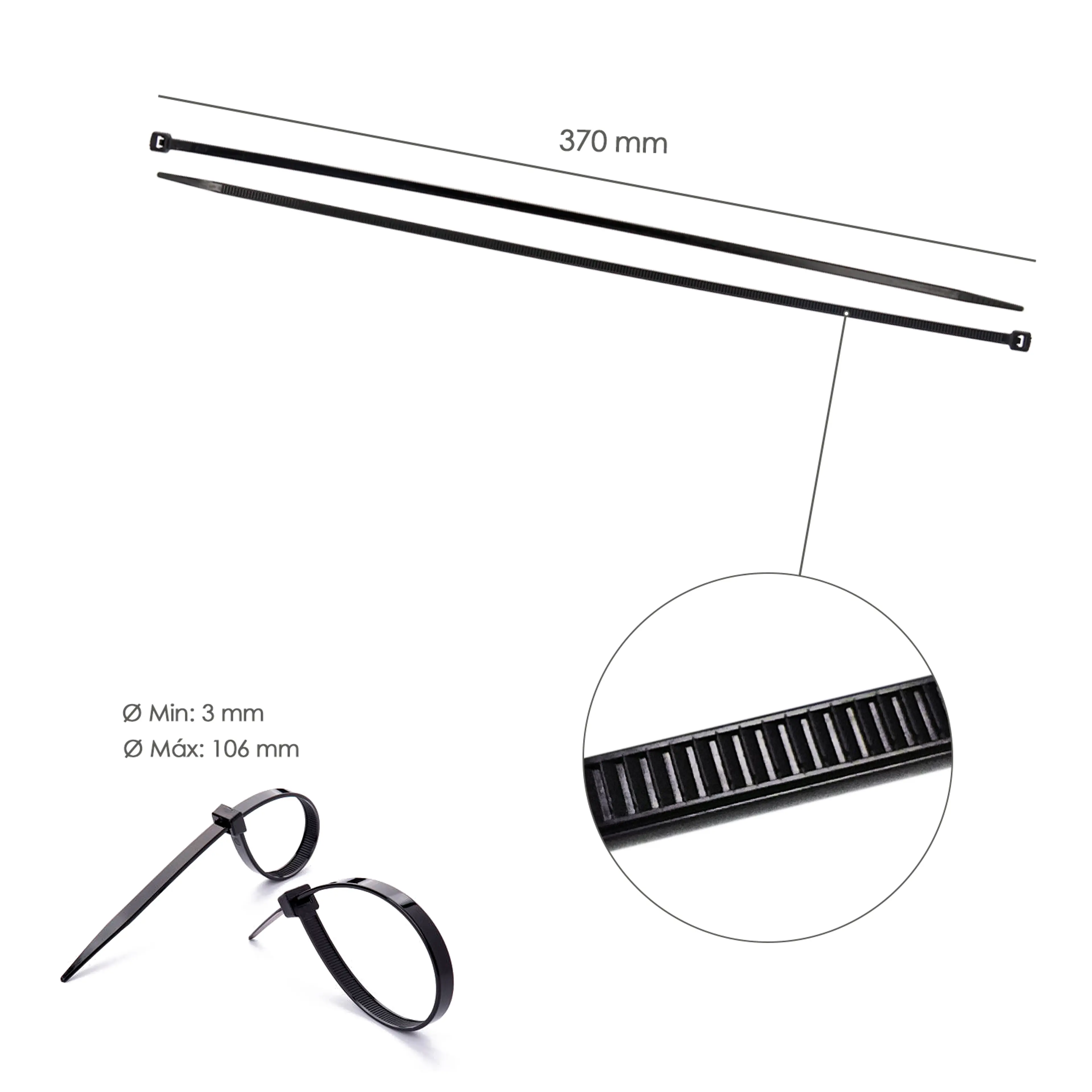 BRIDA NYLON 100%. COLOR NEGRO 3,6 X