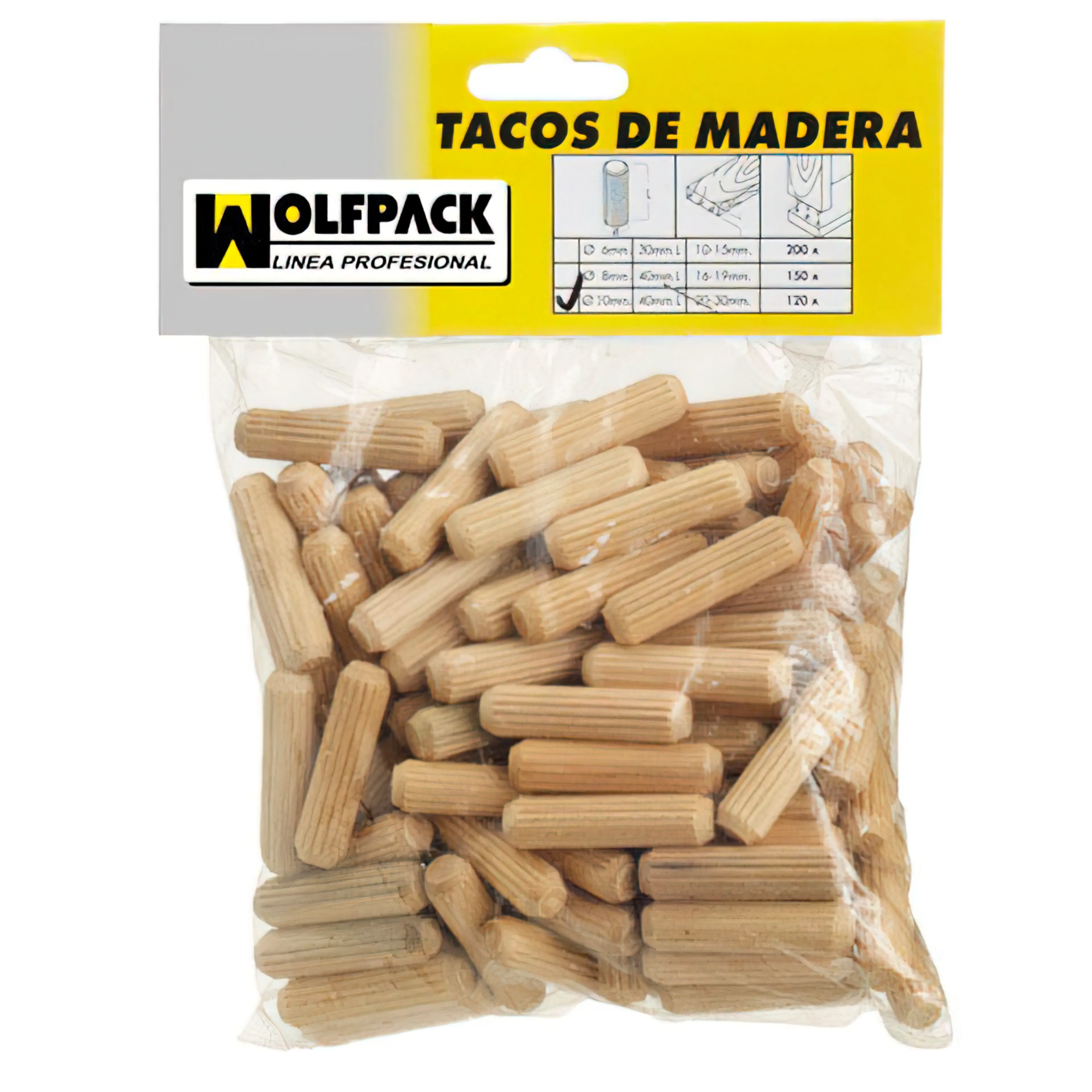 ESPIGAS MADERA 6X30 MM. (BOLSA DE 5