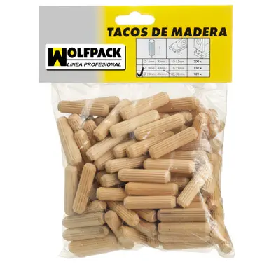 ESPIGAS MADERA 10X40 MM. (BOLSA DE 
