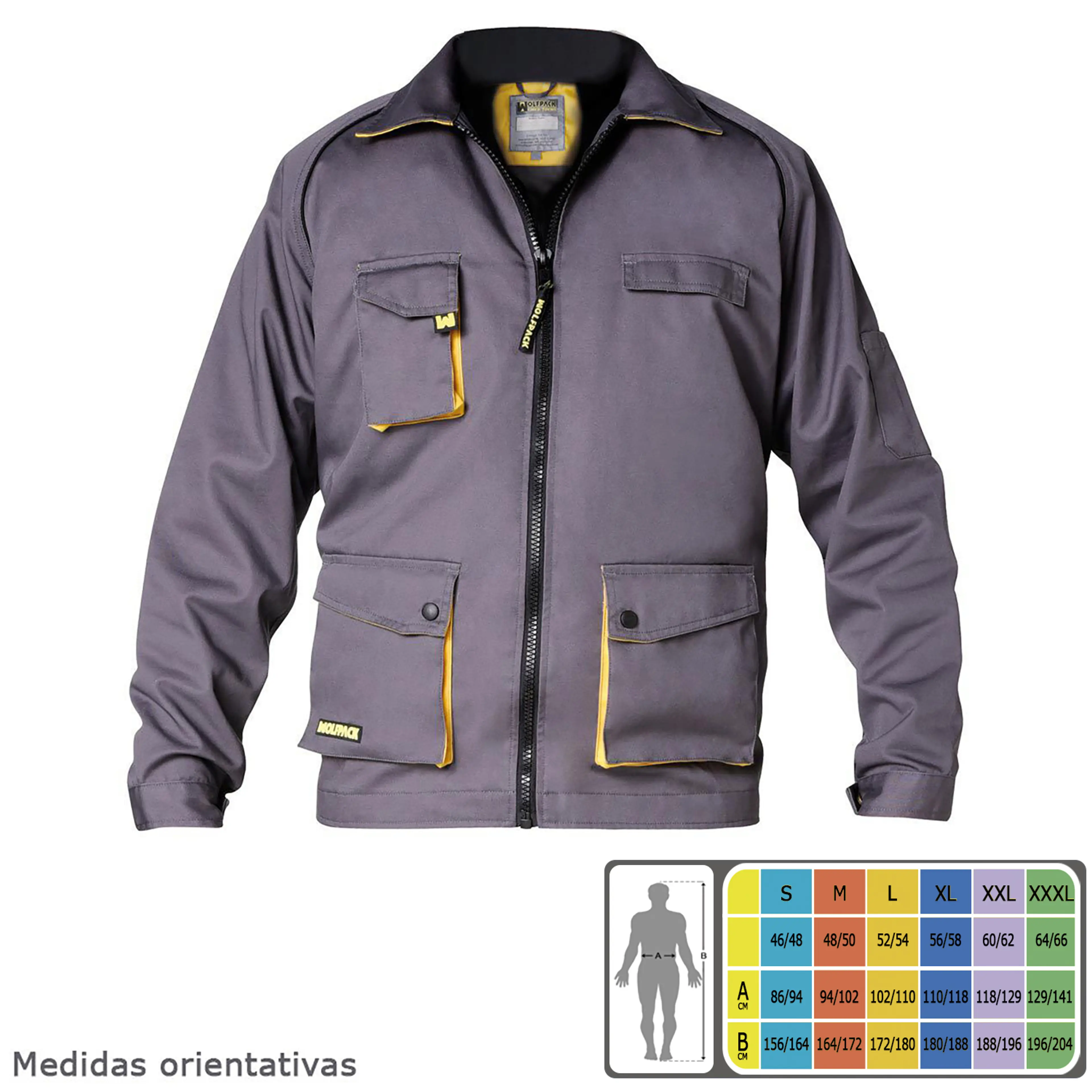 CHAQUETA DE TRABAJO GRIS/AMARILLO T