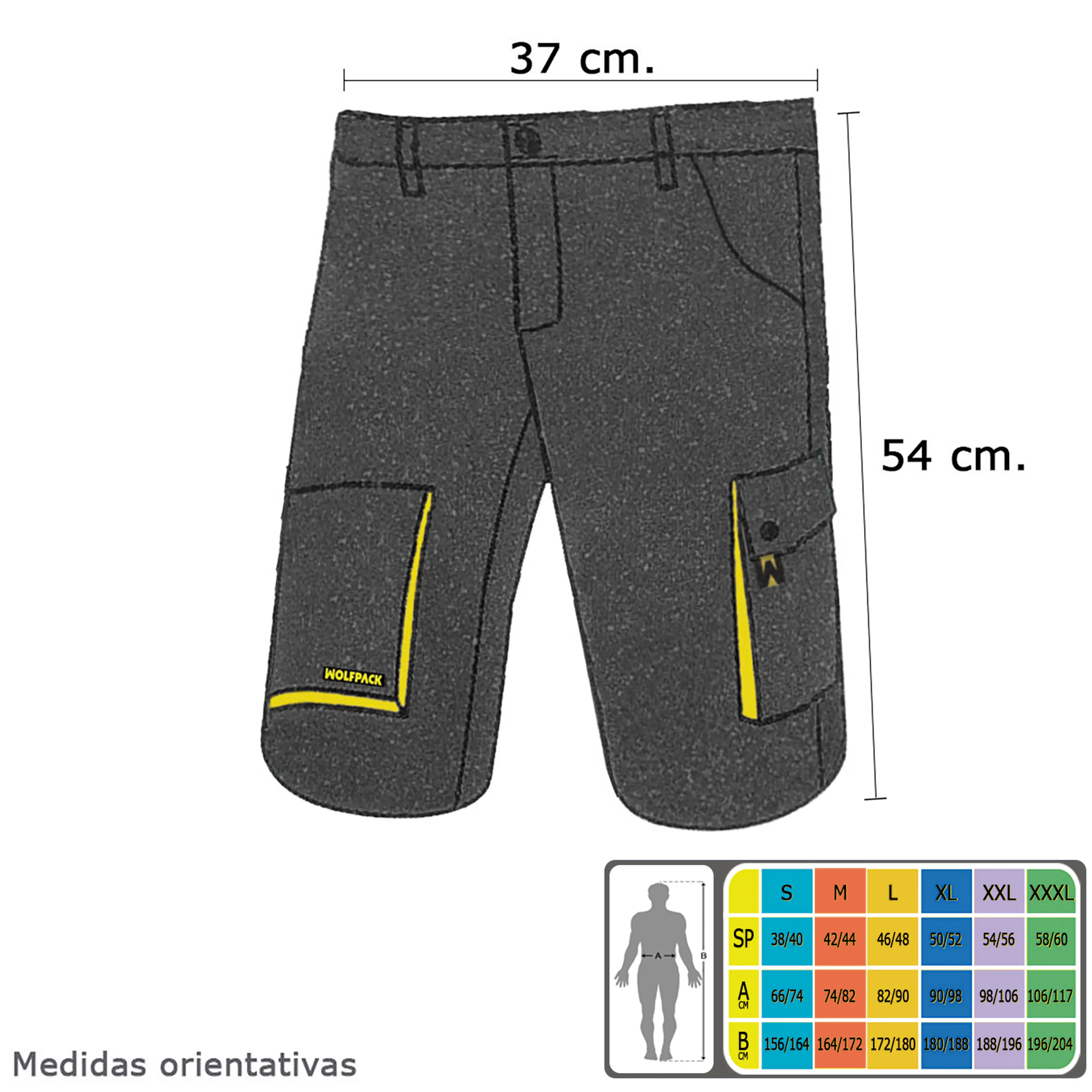 PANTALON DE TRABAJO GRIS/AMARILLO C
