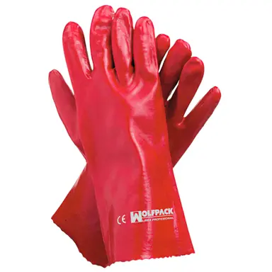 GUANTES PVC ROJO 35 CM.