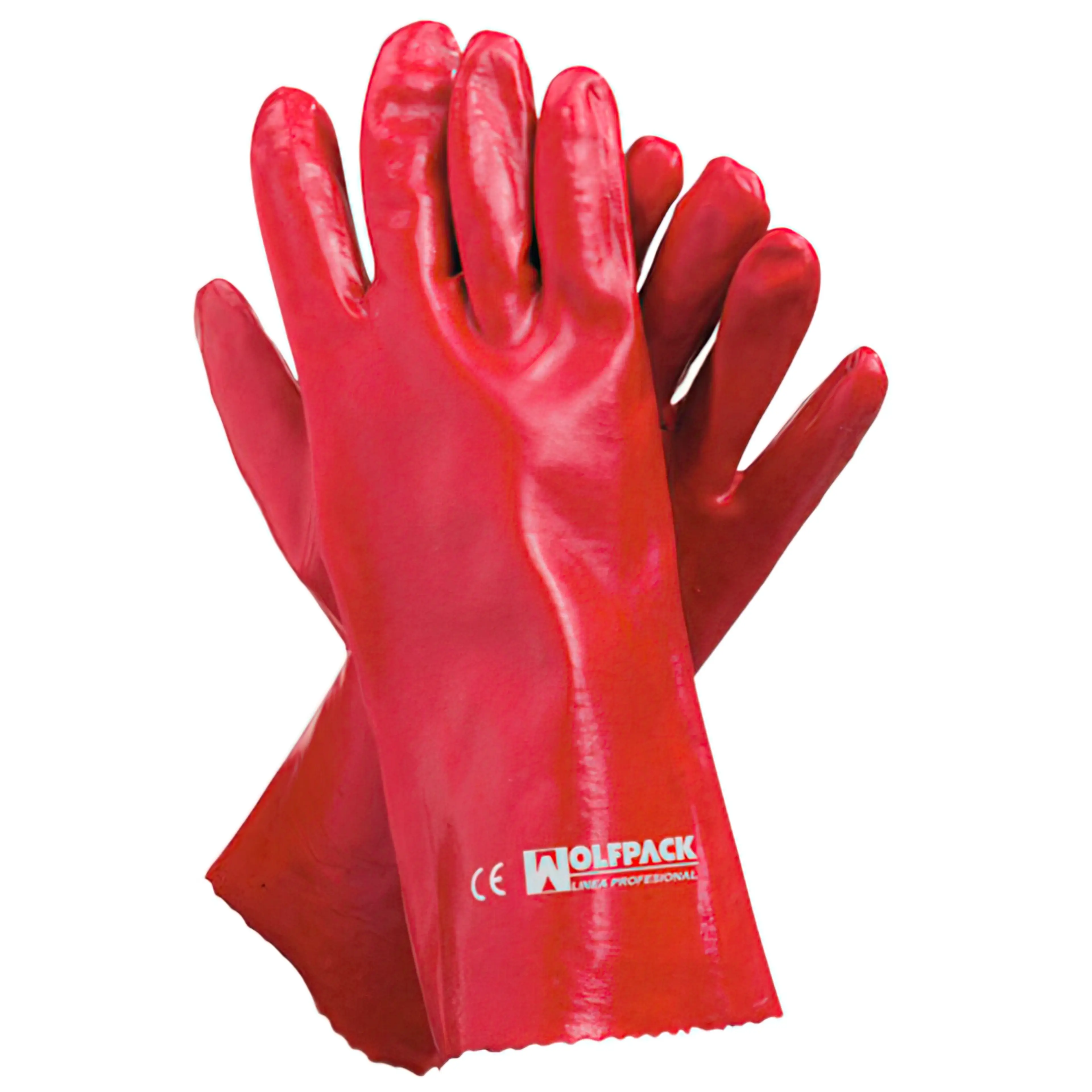 GUANTES PVC ROJO 35 CM.