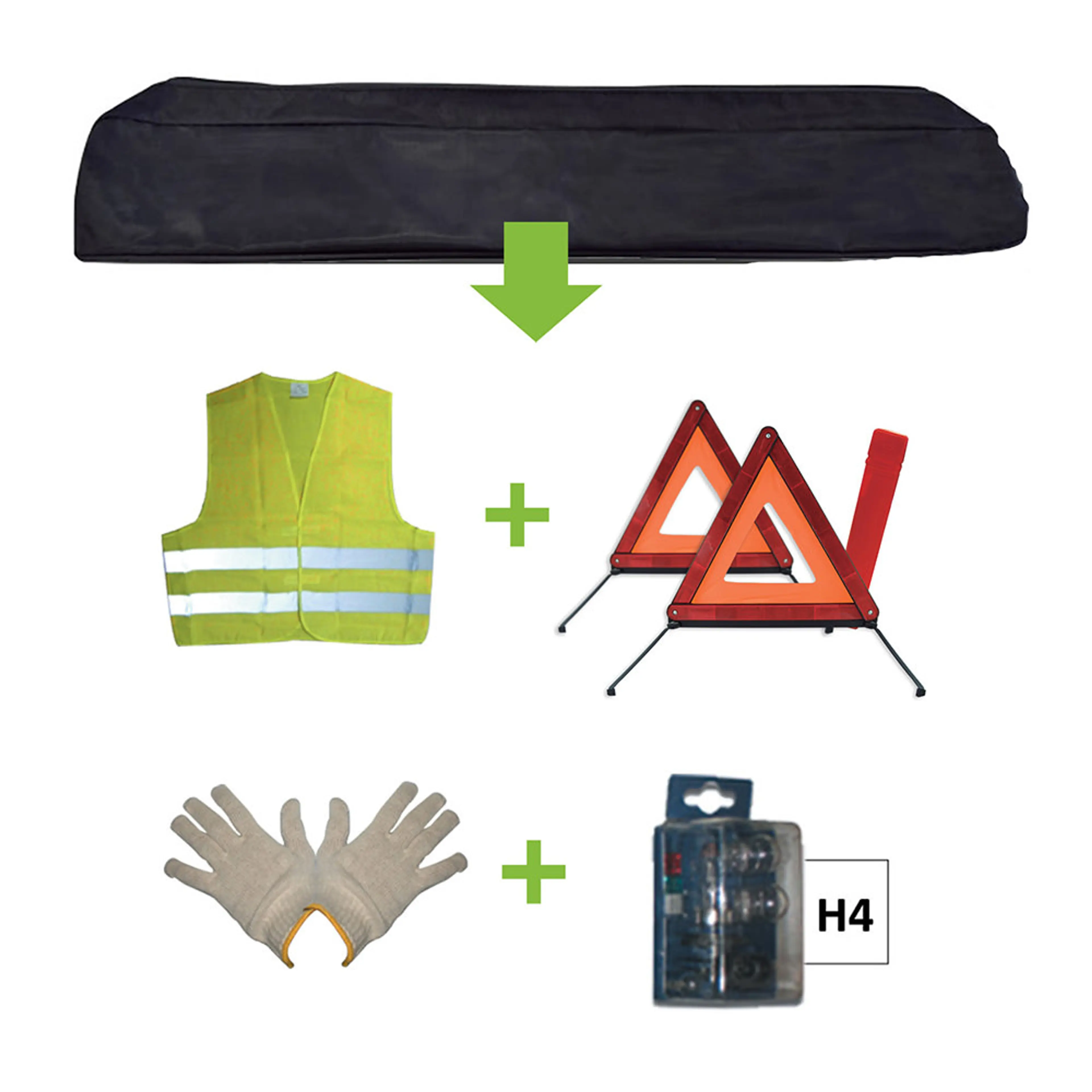 KIT EMERGENCIA BOLSA NEGRA + MK H4 