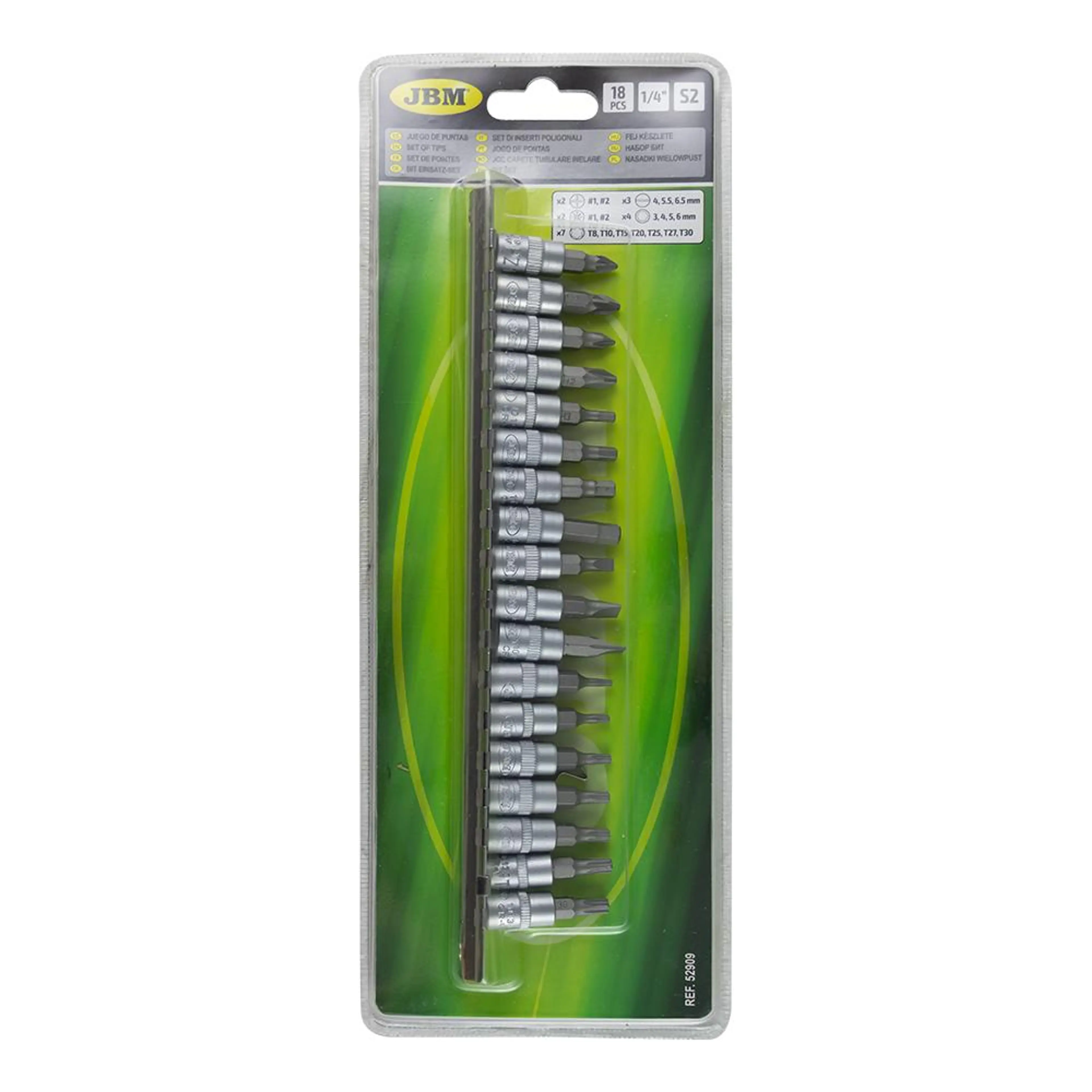 JUEGO DE VASOS PUNTAS 1/4"  18 PCS